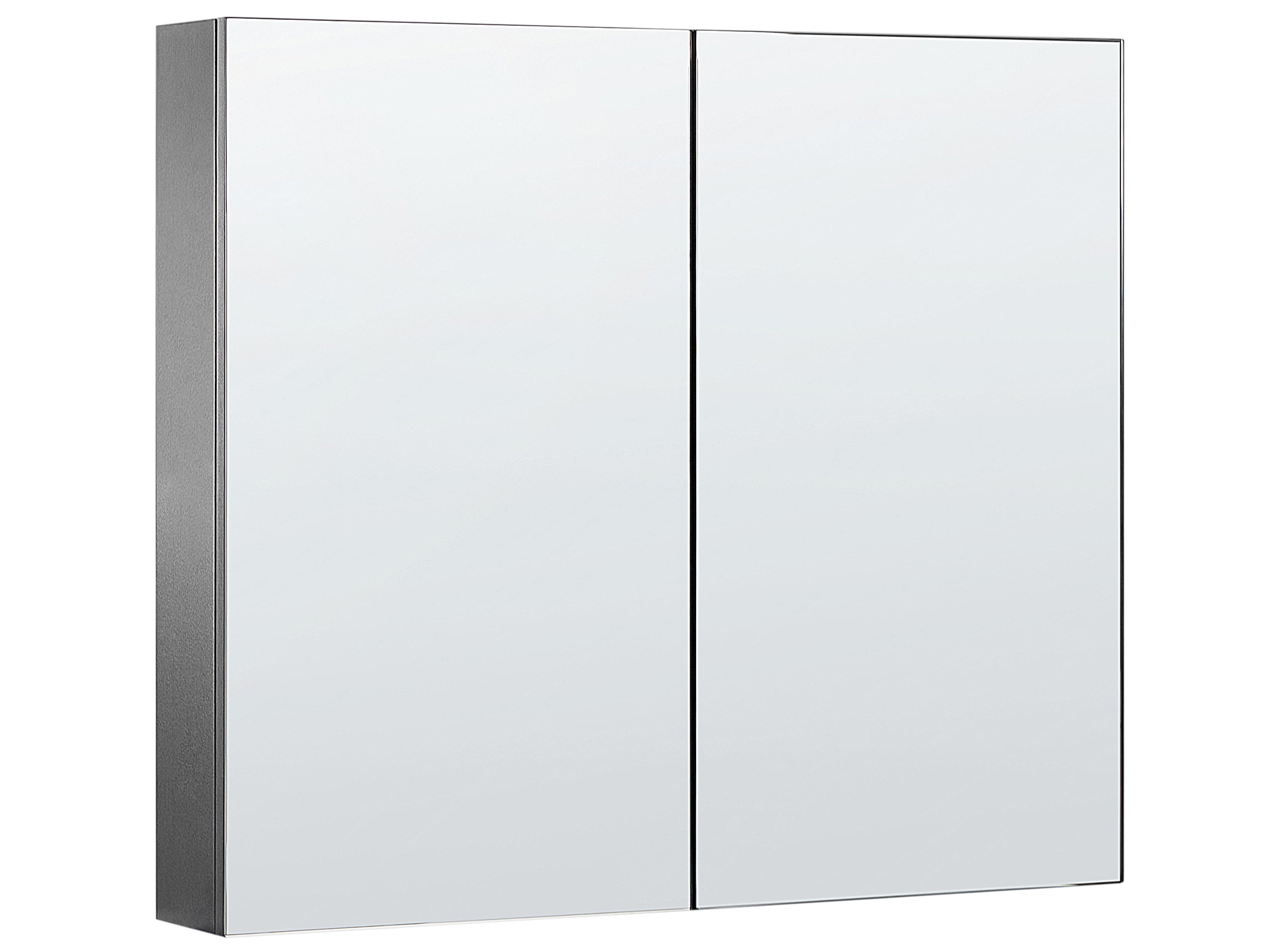 Bathroom Wall Mounted Mirror Cabinet NAVARRA 60 cm 60 cm Black