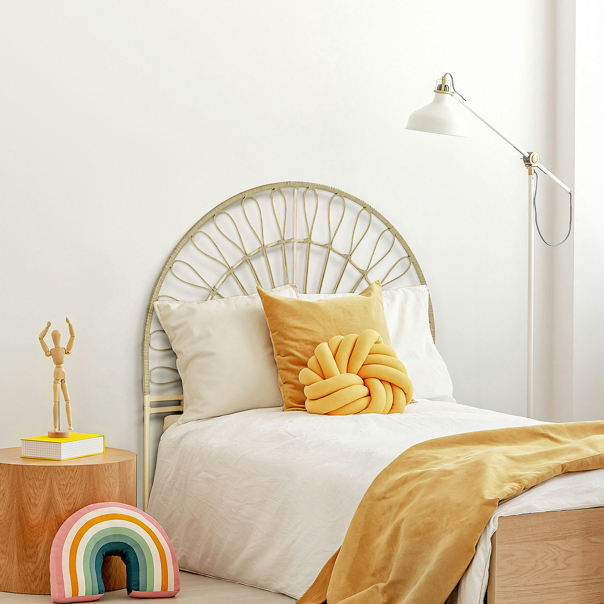 - Tête de lit style bohème - dim. 96L x 122H cm - acier résine tressée