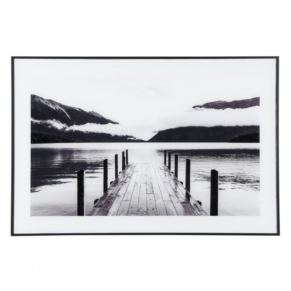 - Cadre et photo d'art noir et blanc ponton verre noir