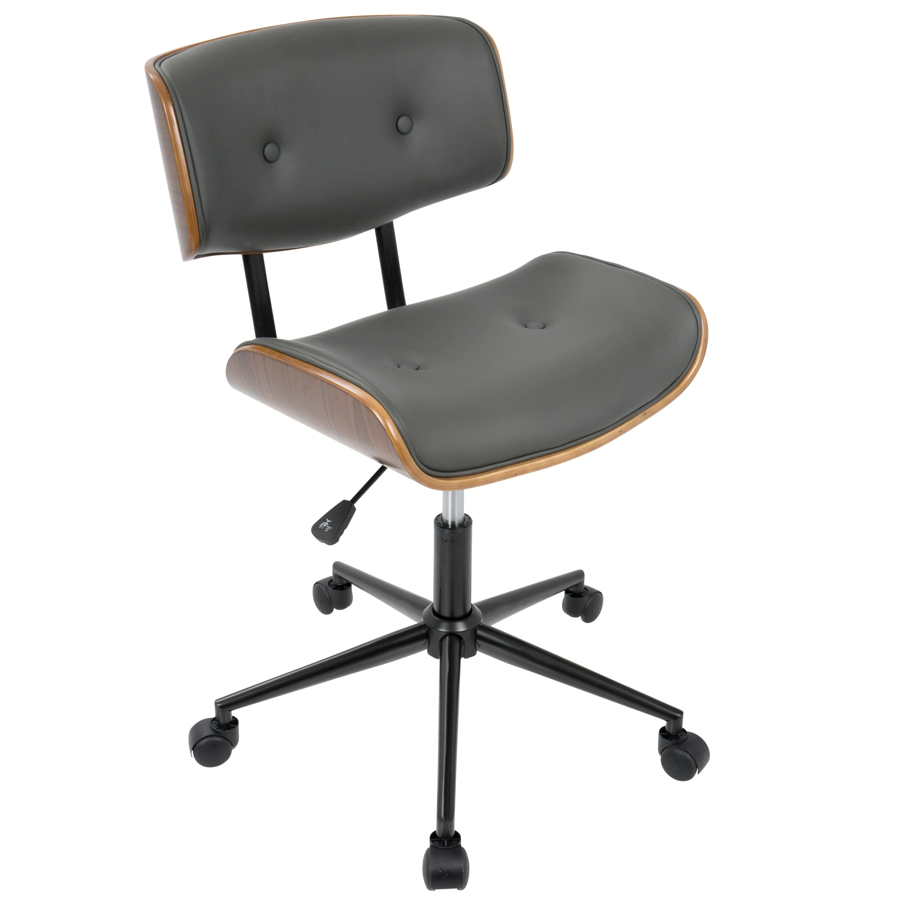 Adjustable Office Chair with Cushioned Seat and Backrest, 360 Degree Swivel and Stylish Wood Back
