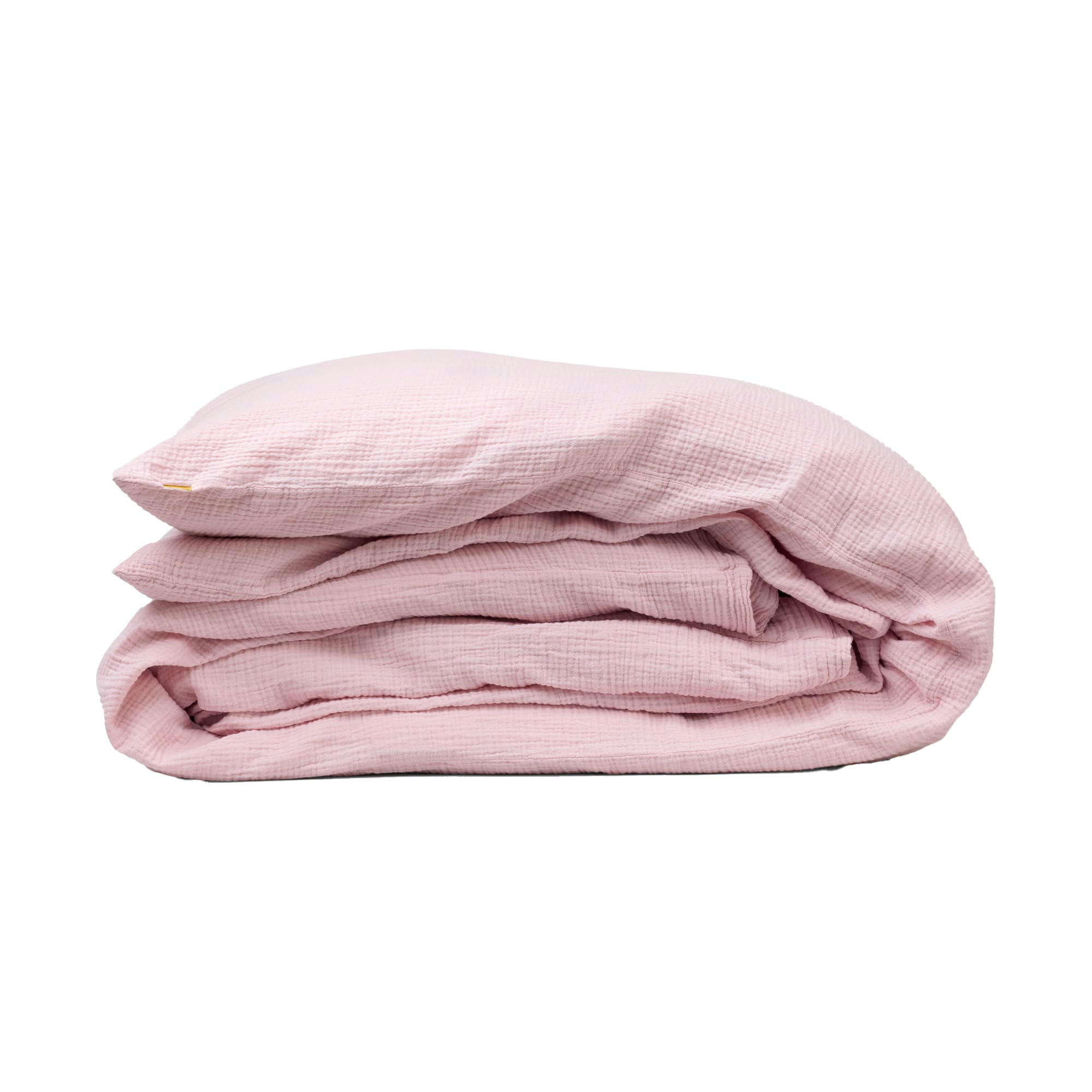 - Housse de couette en double gaze de coton rose délicat 140x200 cm