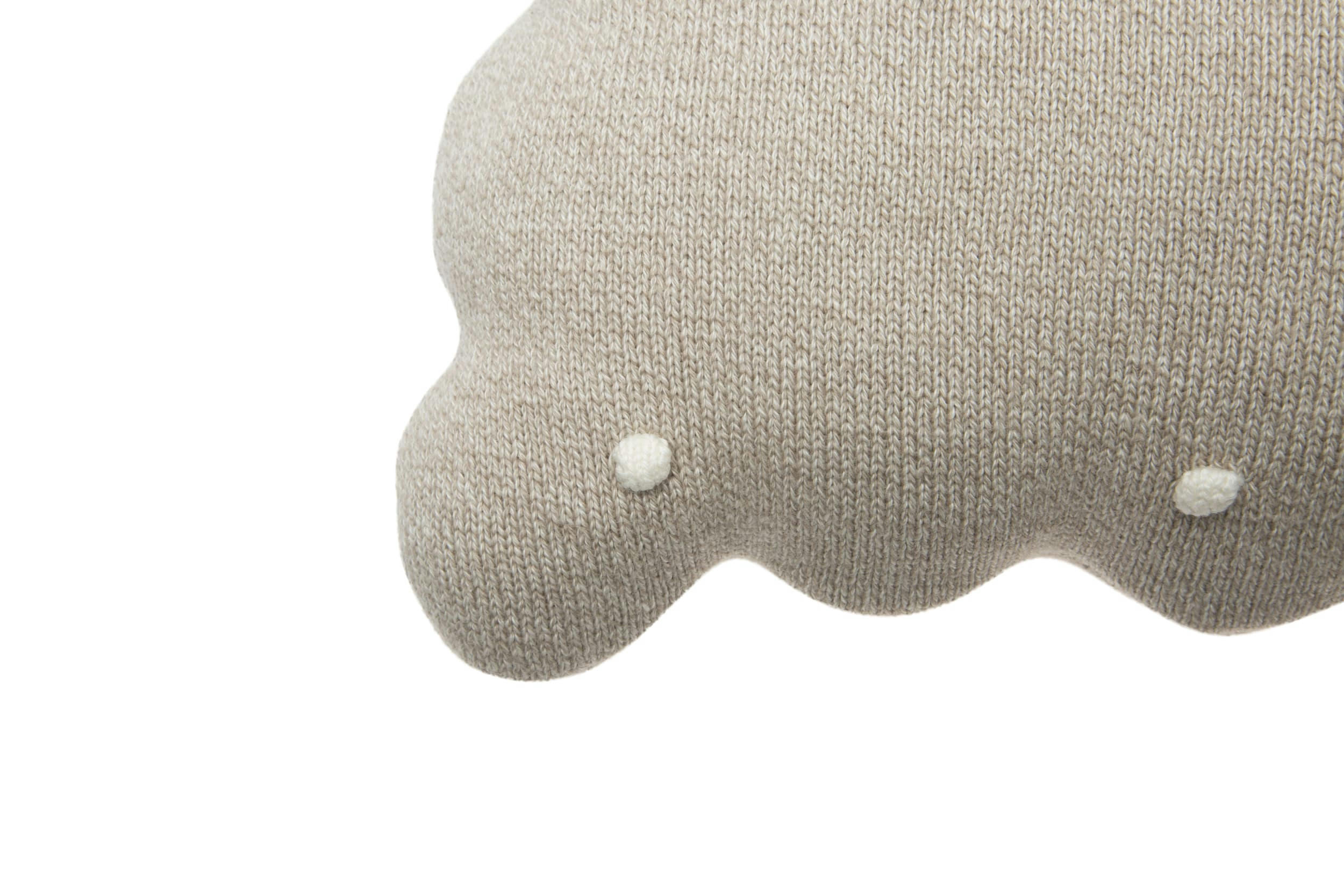 BISCUIT - Coussin rond biscuit de coton beige 25x35