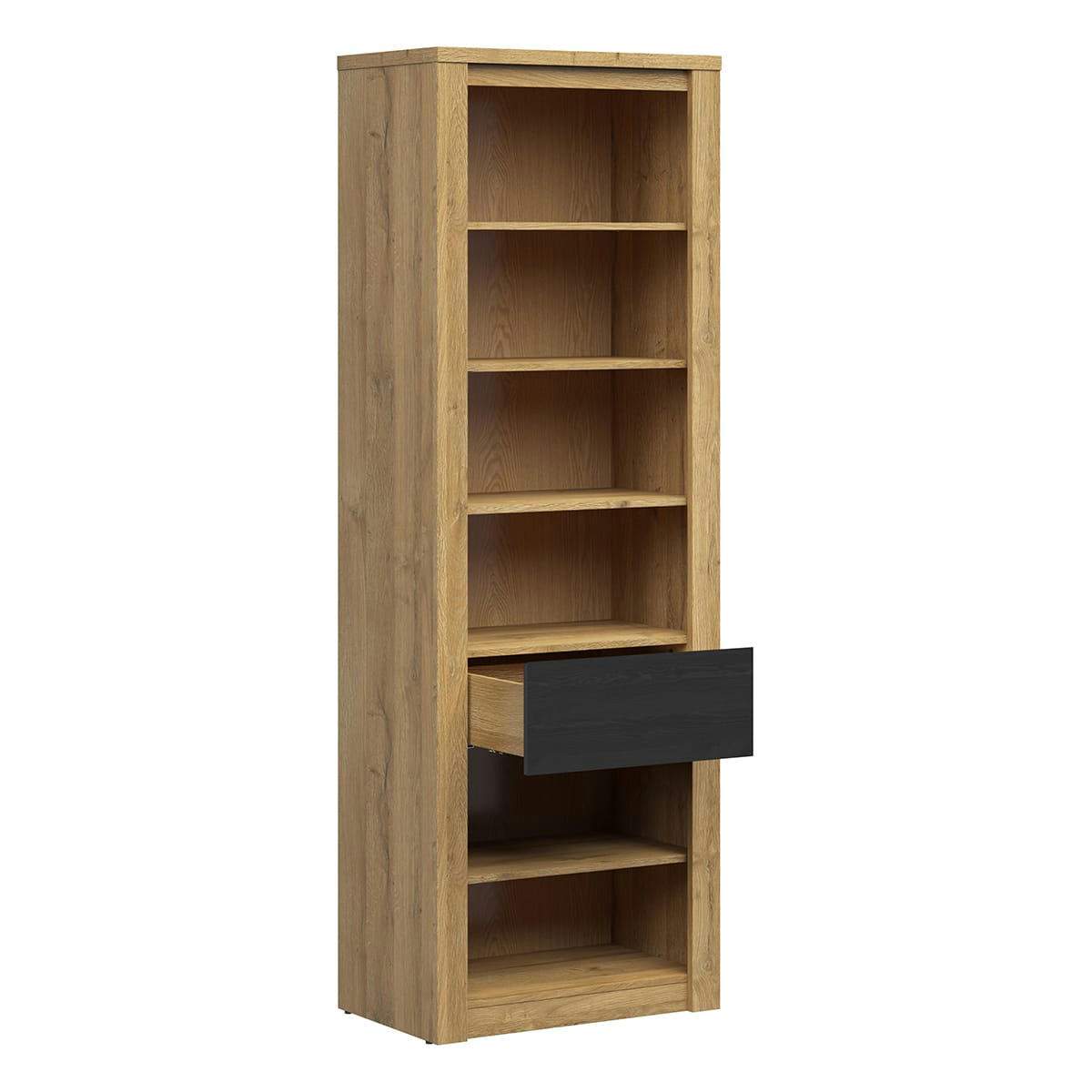 - Bibliothèque 1 tiroir stratifiés stratifié naturel et noir