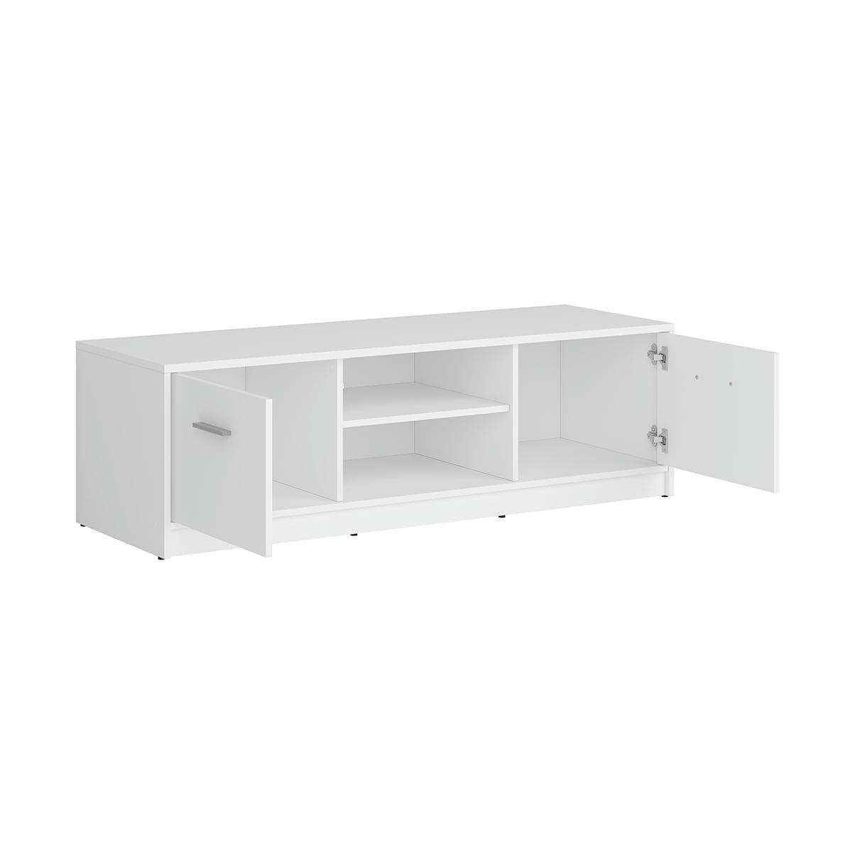 - Meuble TV 2 portes 138 cm stratifiés blanc