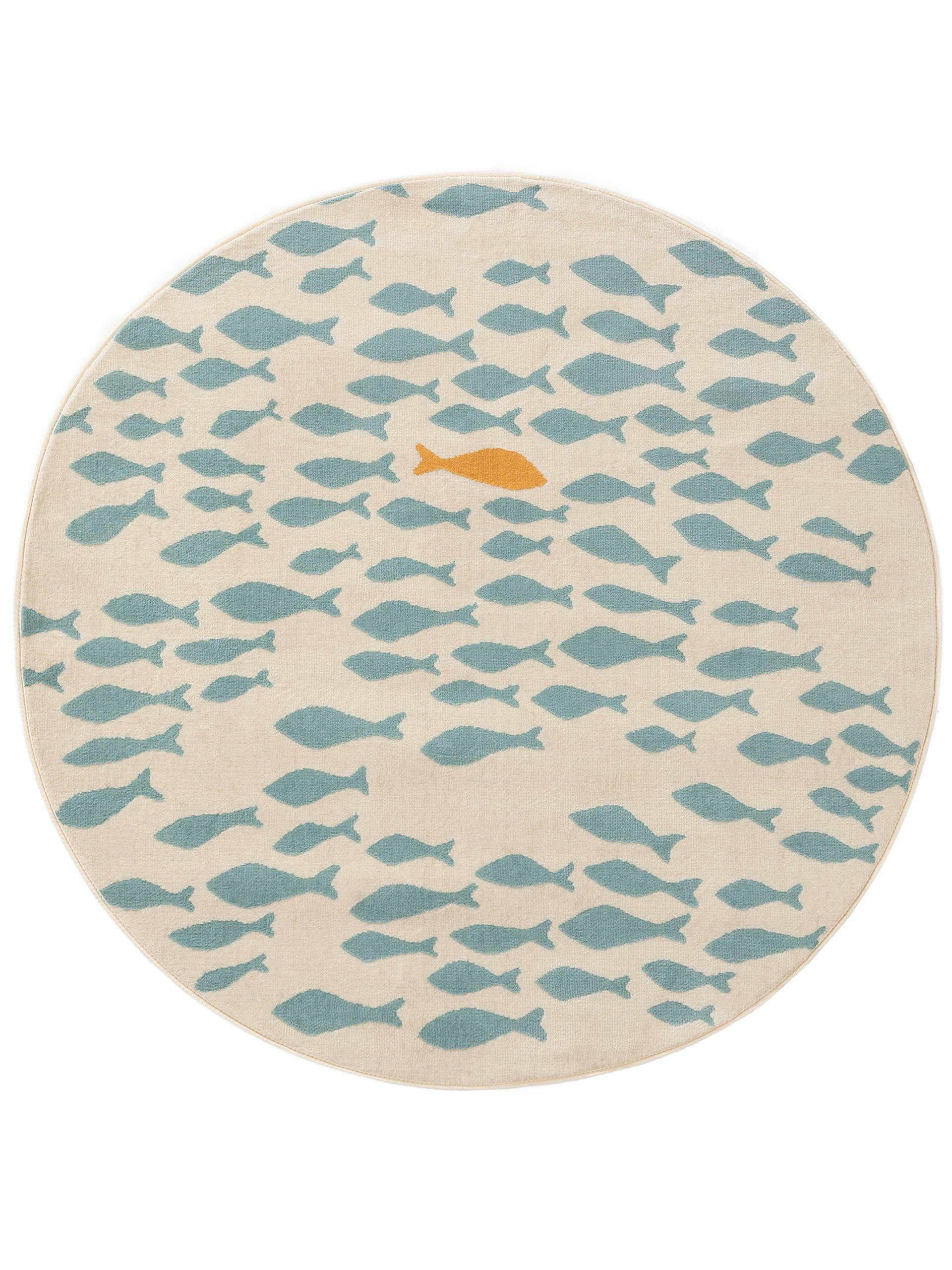 FABIUS - Tapis enfant beige/bleu D 120 rond