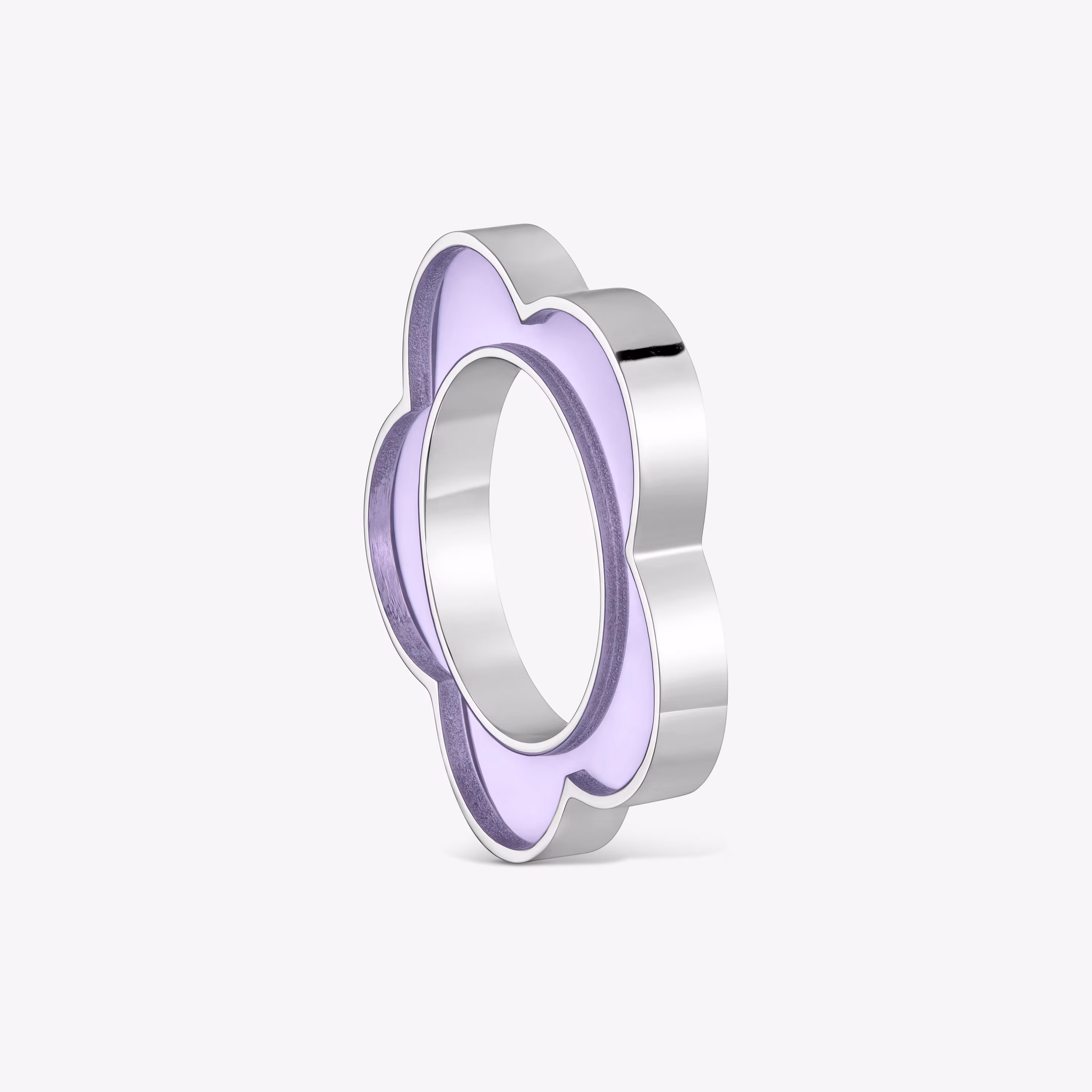 Anillo flor de acero y resina lila Galaxy