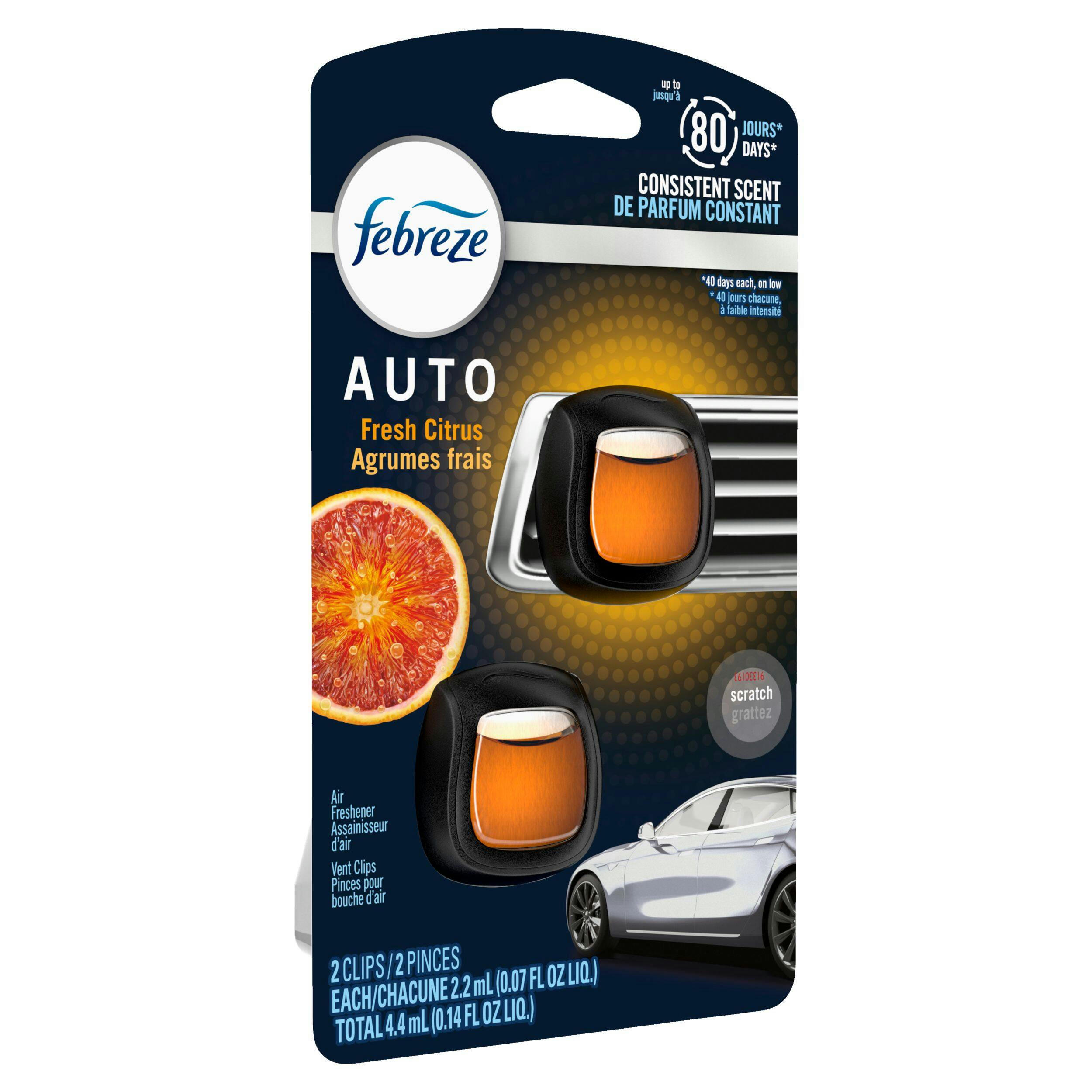 Febreze Auto Fresh Citrus Vent Clip Air Freshener, 2-pk