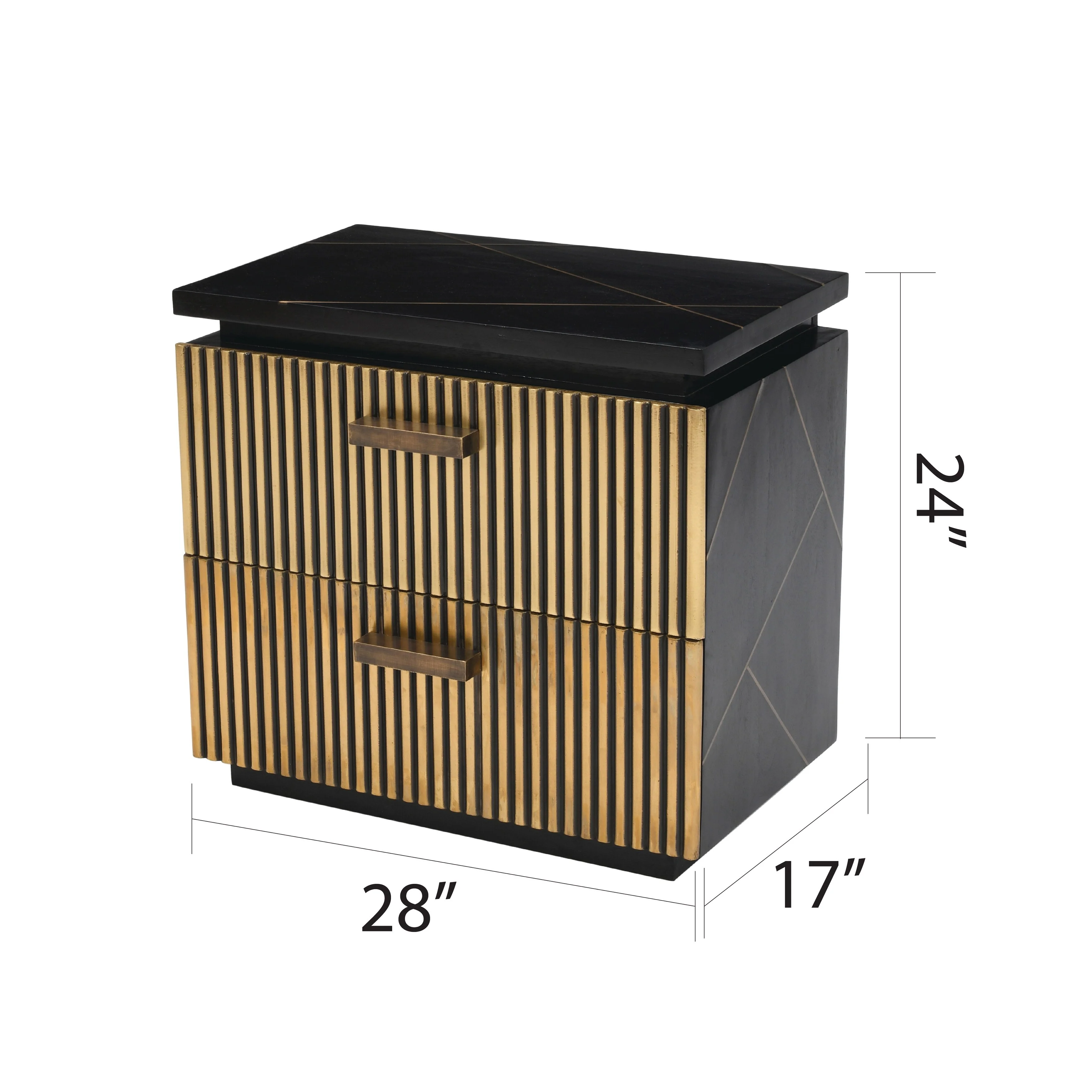 Modern Style 2-Drawer Nightstand Made With Mango Wood and ed with Metal