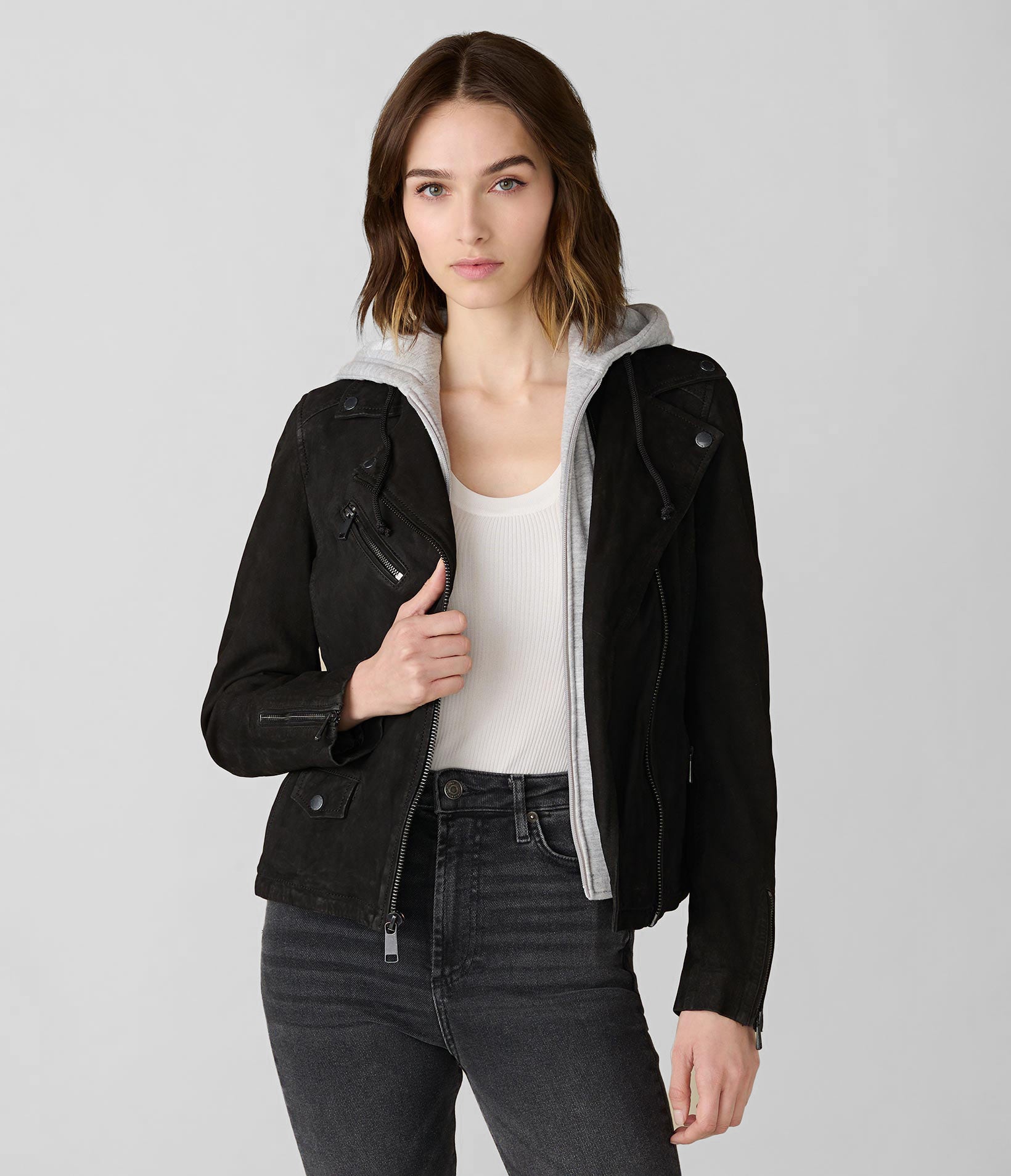 Hooded Leather Jacket
