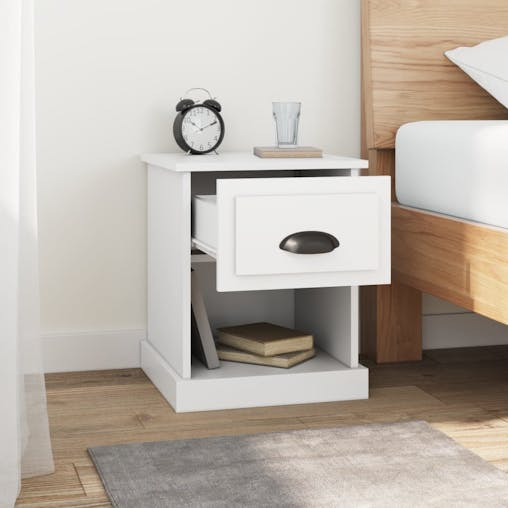 NNEVL Bedside Cabinet White 39x39x47.5 cm Engineered Wood