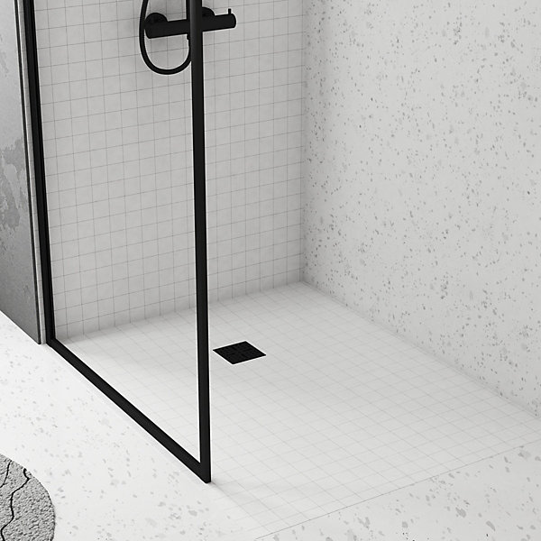 Bonde carrée pour receveur de douche, 105mm, sortie verticale Ø50mm, noir, Galedo Showerplate