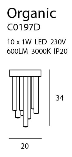 Plafon ORGANIC okrągły złoty LED 10x10W 20cm 600lm IP20 Maxlight