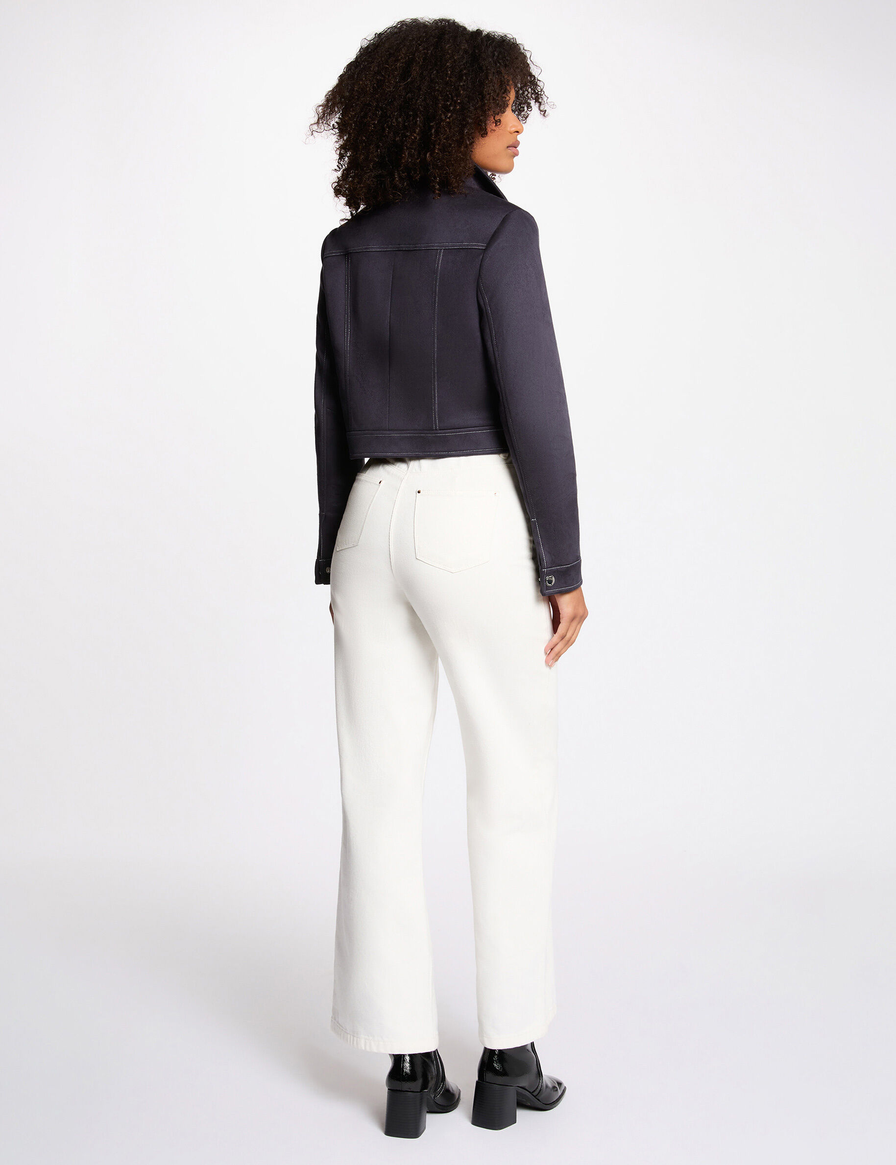 Short Suede Jacket Navy Blue Women