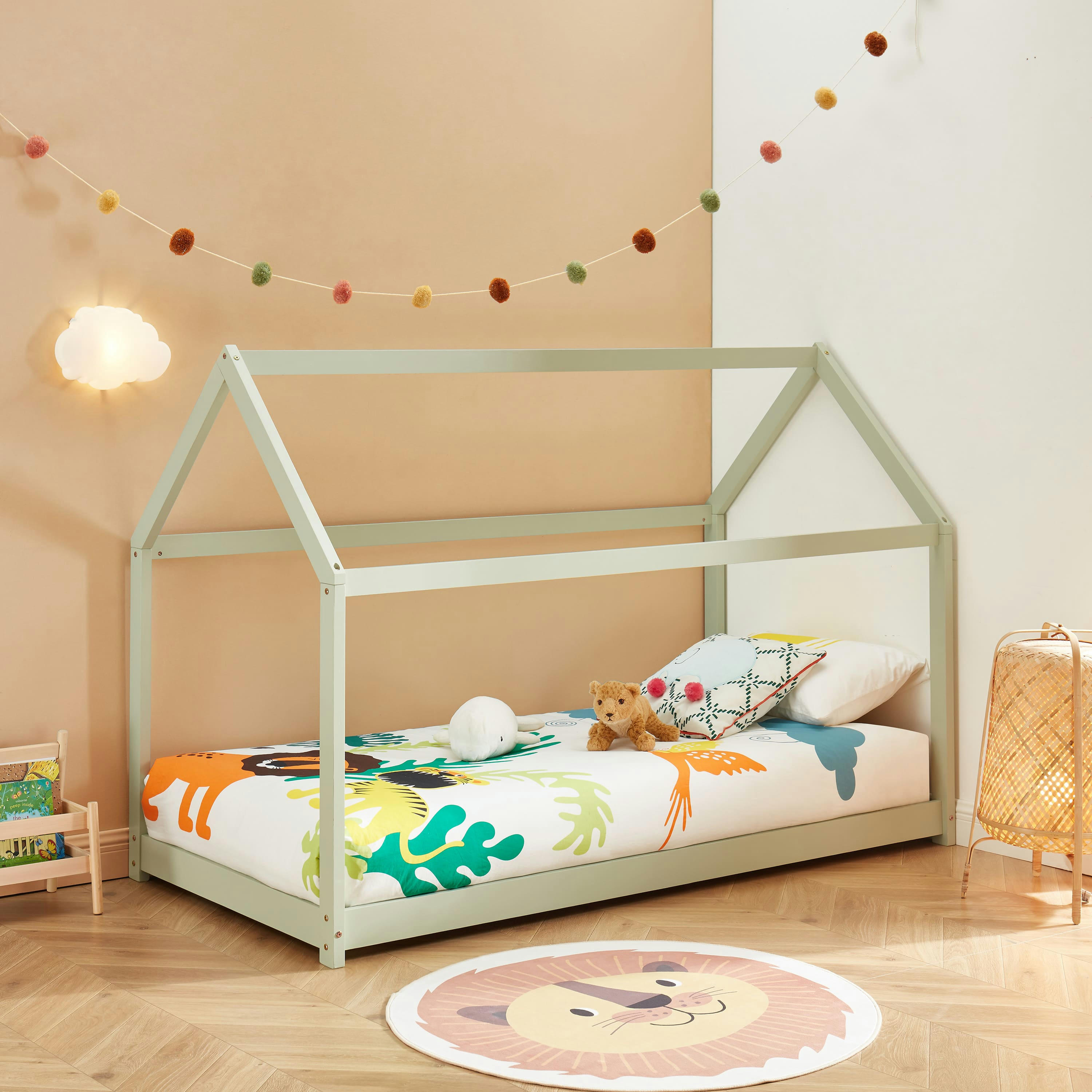 TINY - Lit enfant cabane   pin vert  90x190 sommier inclus