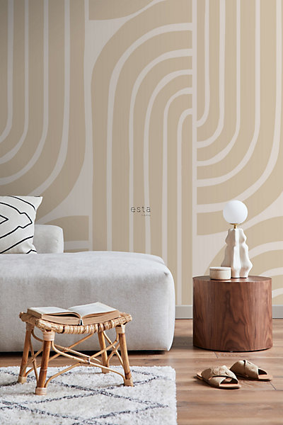 ESTAhome papier peint panoramique art déco beige 150 x 279 cm