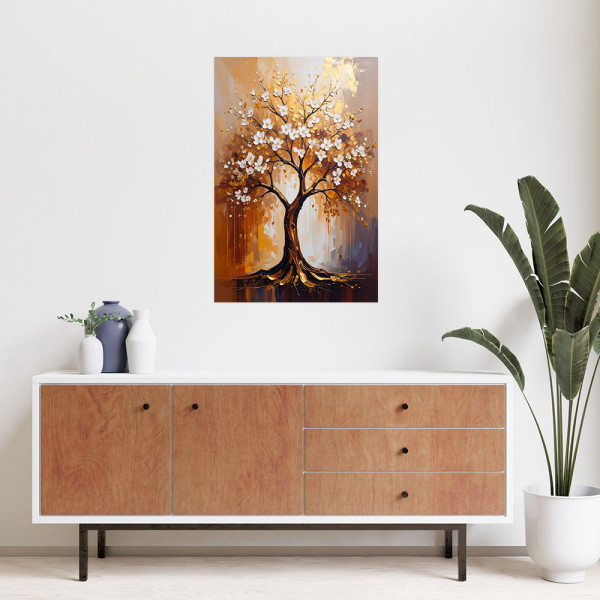 Naklejka na ścianę Feeby Złote Drzewo Życia Kwiaty Abstrakcja 20x30
