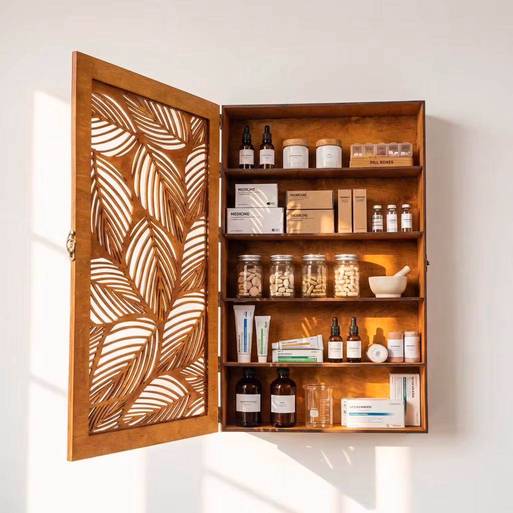 Wooden Bathroom Wall Cabinet, Wall Mounted Medicine Cabinet, Rustic Bathroom Storage Cabinet,Wall Cabinet With Door,Carved Wood Wall Cabinet