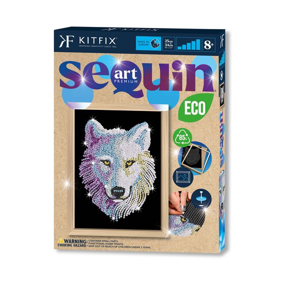 Kitfix Snow Wolf Sequin Art Blue Premium Kit