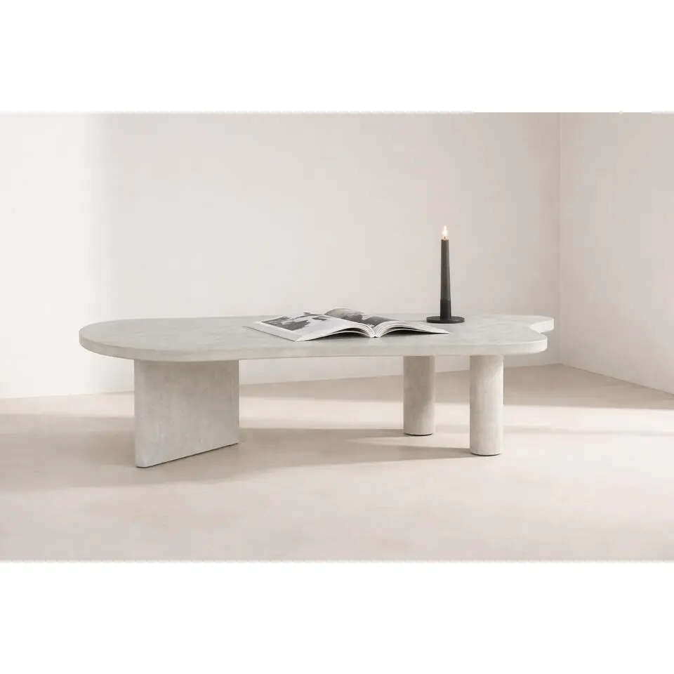 Salontafel Rechthoekig Lichtgrijs Hout - 160x60x40cm - Polle