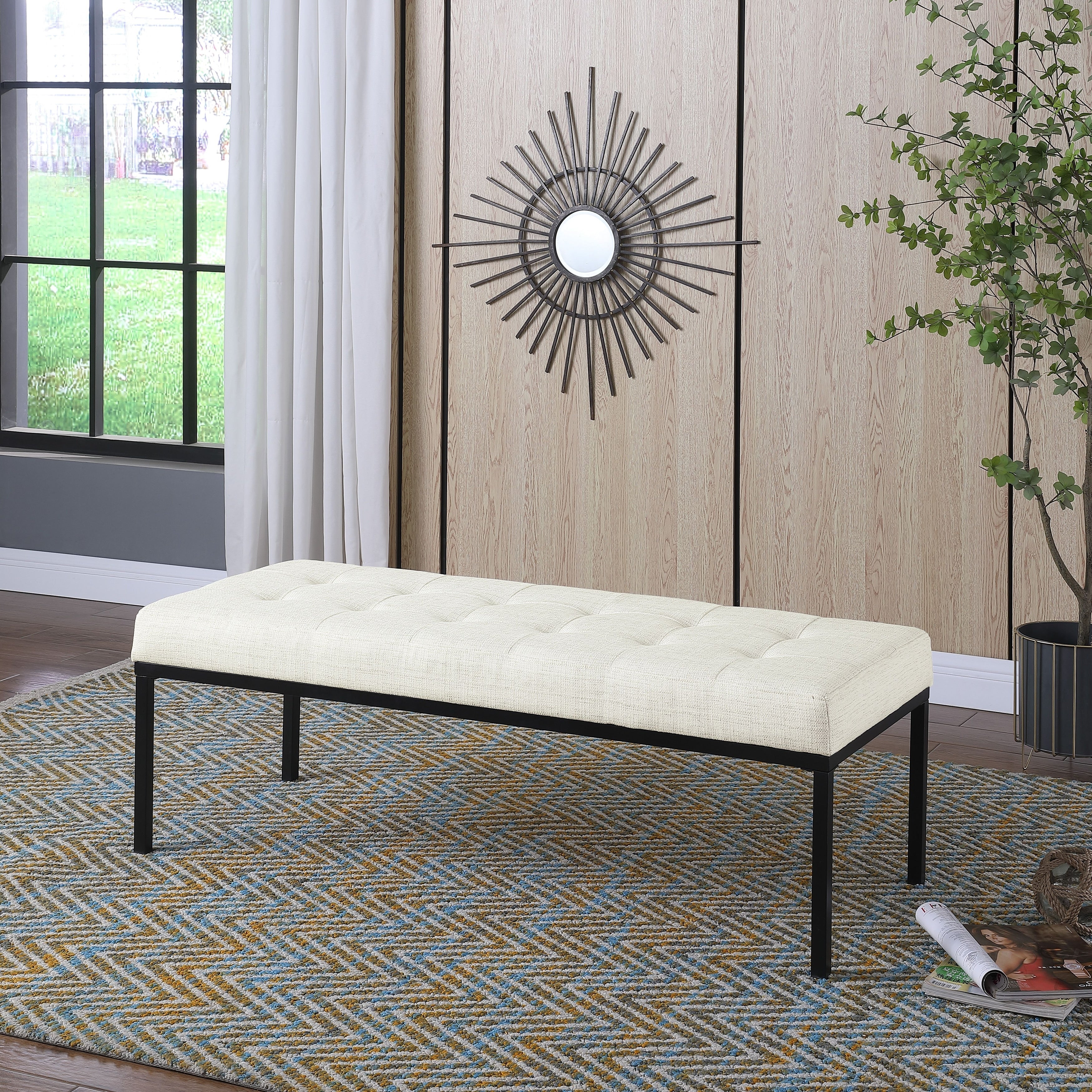 HomePop Tufted Top Metal Bench