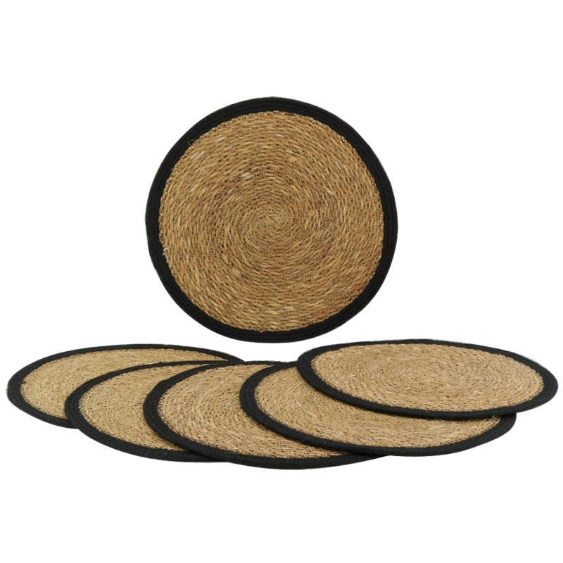 - Sets de table ronds en jonc naturel et jute teinté (lot de 6) naturel