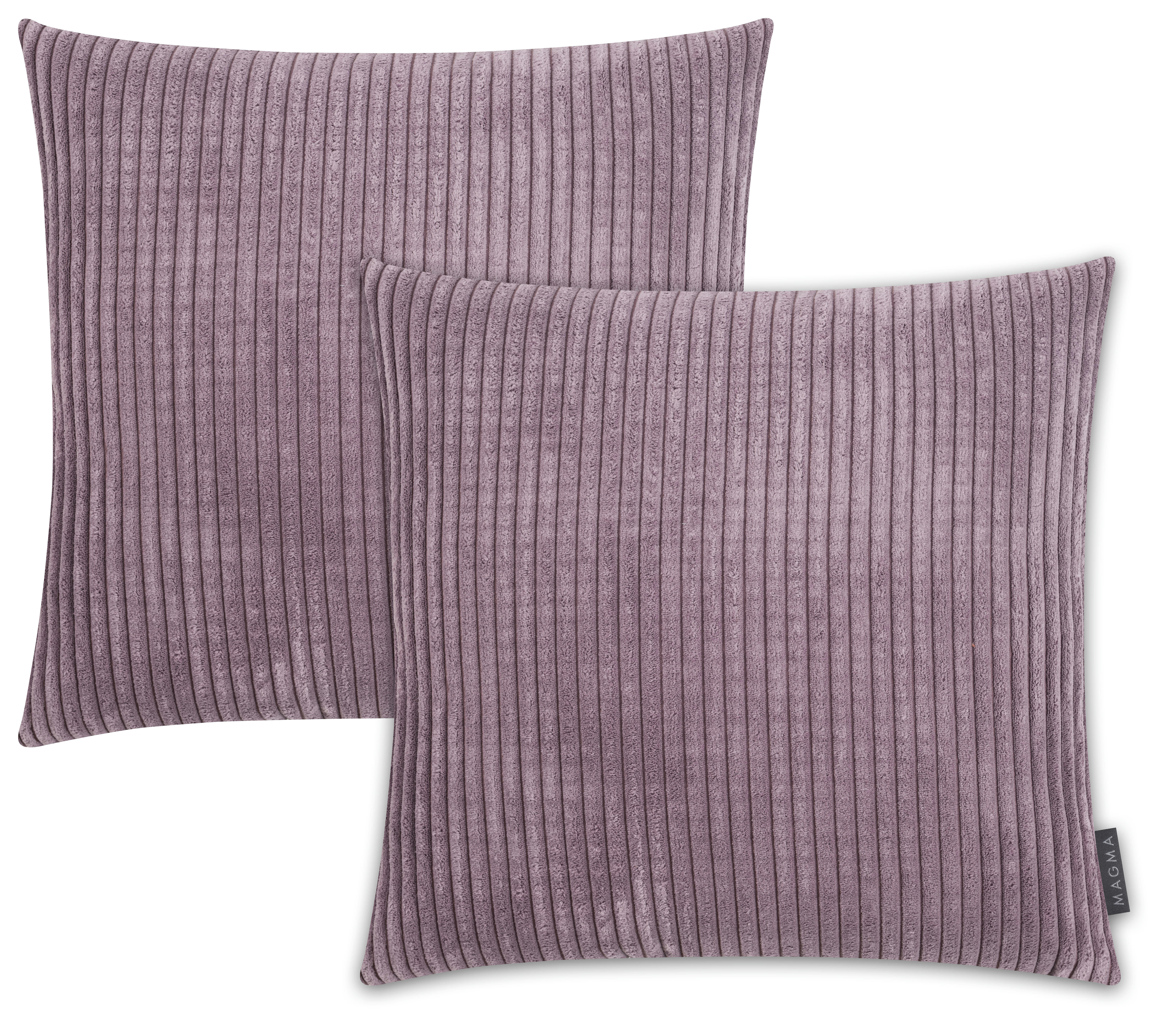 SHARA - Housses de coussin velours côtelé mauve - Lot de 2 - 45x45