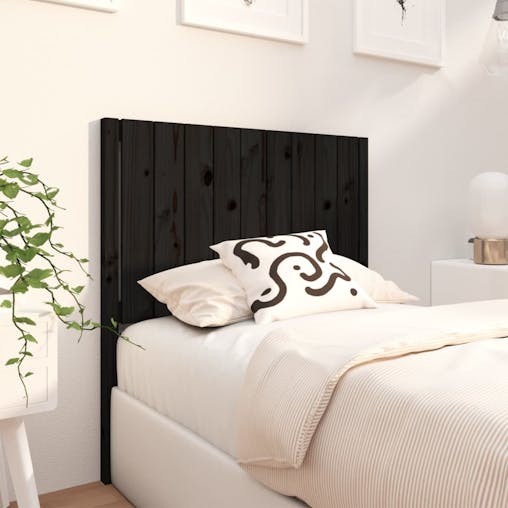 NNEVL Bed Headboard Black 95.5x4x100 cm Solid Wood Pine