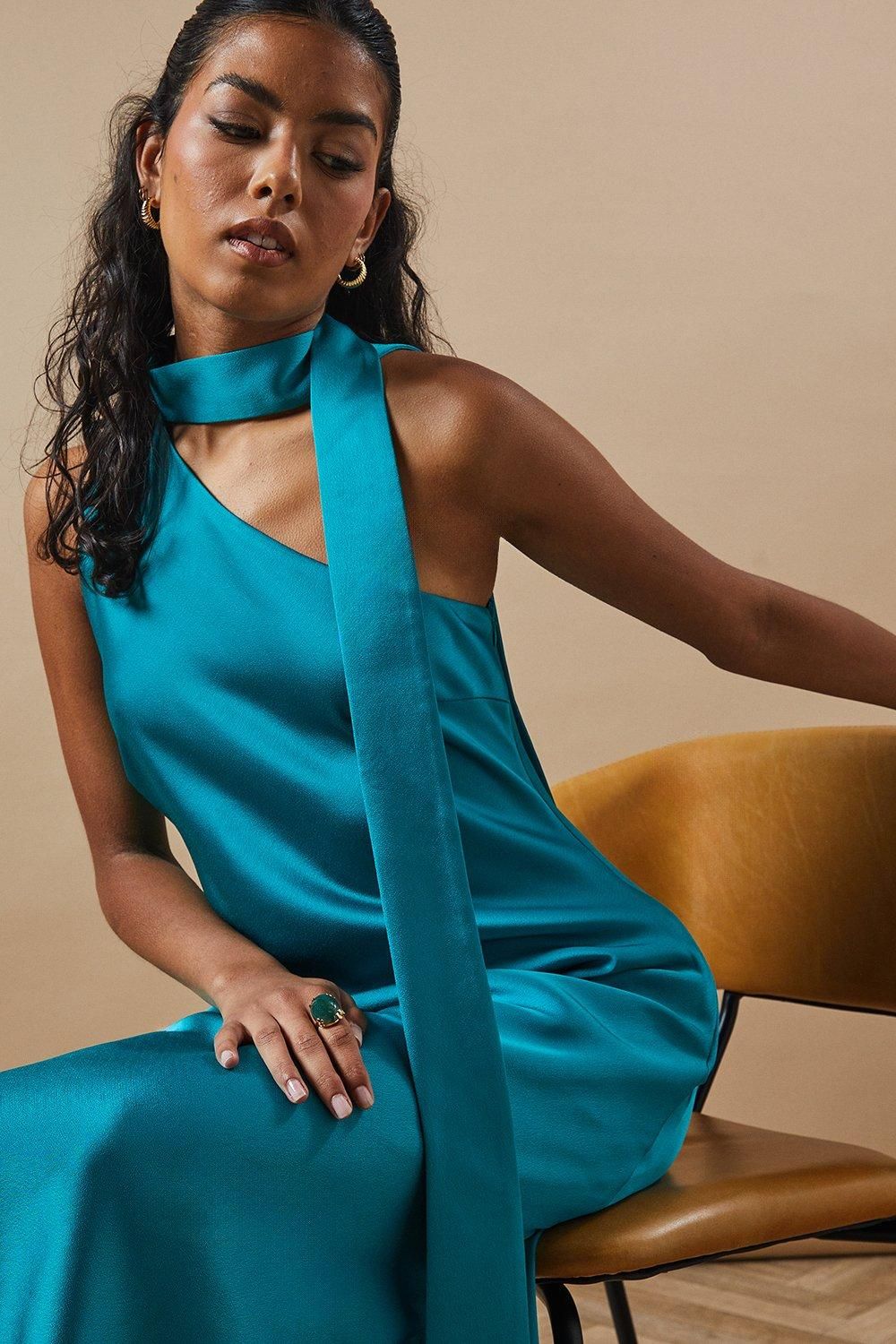 Oasis Petite Occasion Tie Bias Maxi Dress
