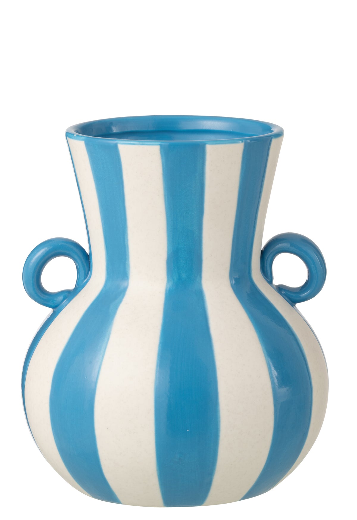 J-Line vaas Gestreept - keramiek - blauw/wit