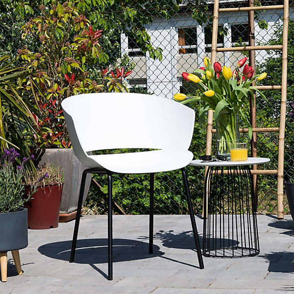 Lot de 4 chaises de jardin NIVEL en plastique blanc