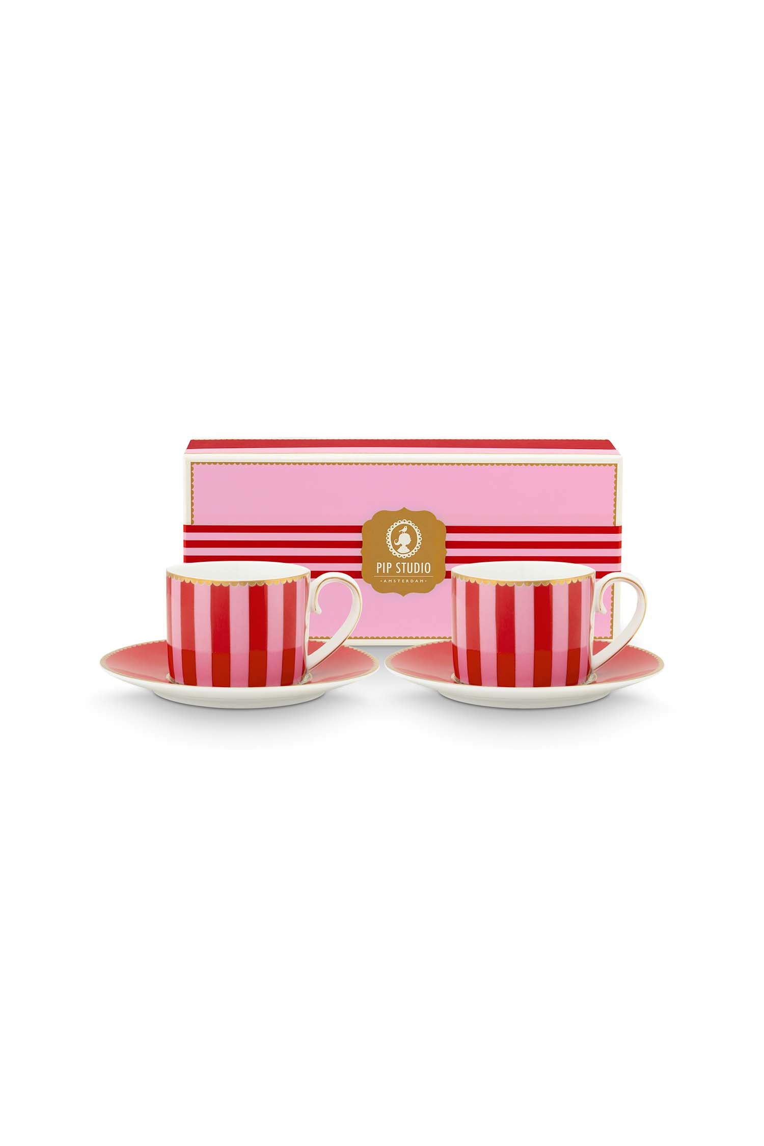 Pip Studio Kop en Schotel - Love Birds - Rood - 100ml - Set van 2