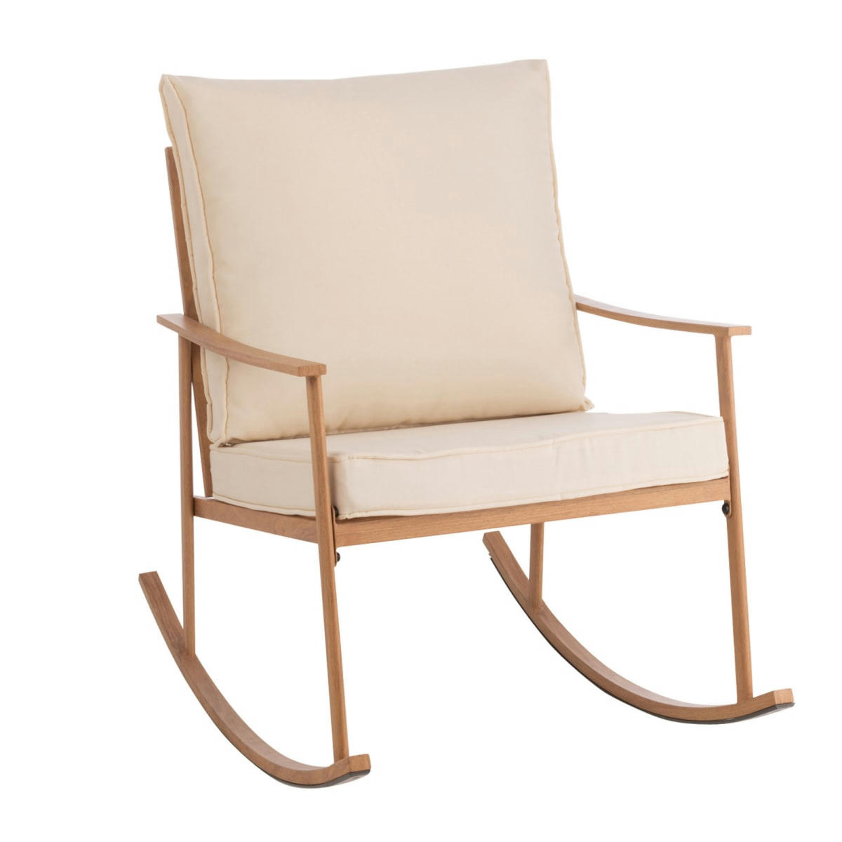 MILOO - Fauteuil à bascule moderne en métal et tissu beige