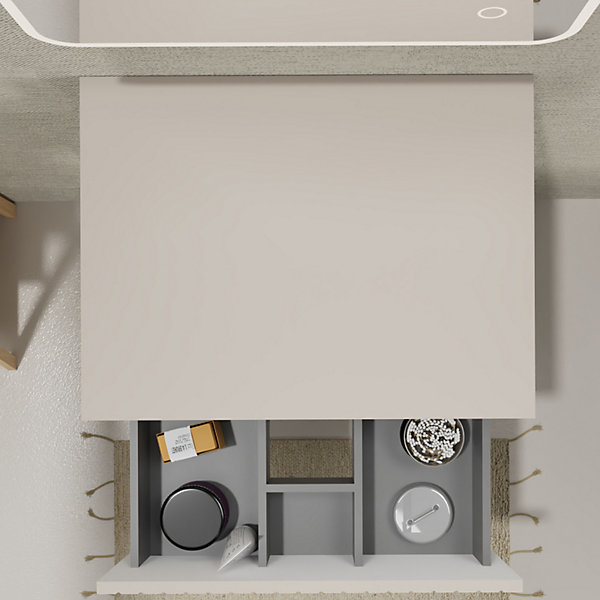 Meuble salle de bain strié 60 cm pour vasque à poser - Beige cachemire mat - A suspendre - Karaib 2