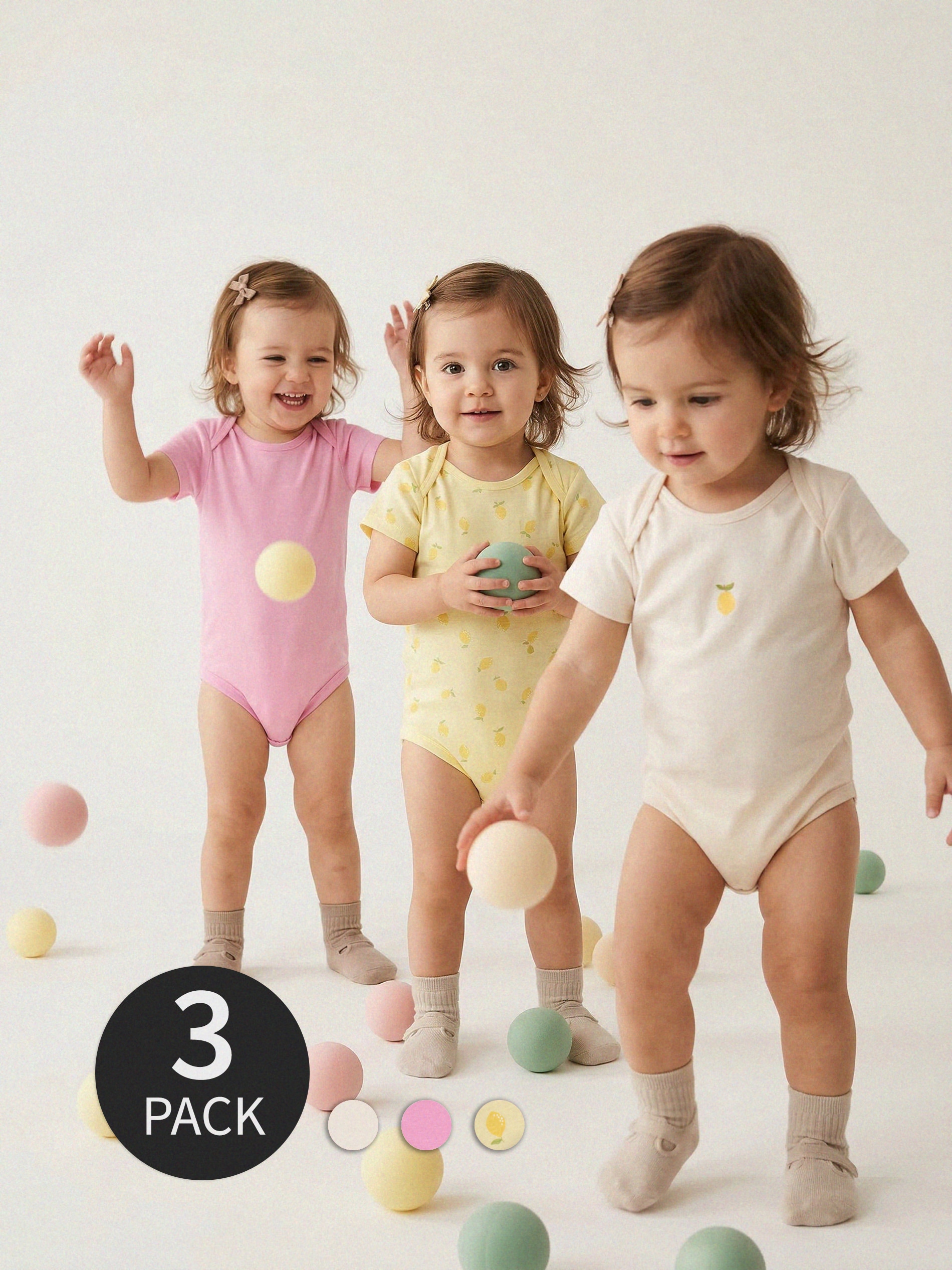 Bawełniane body z motywem cytryn 3 pack