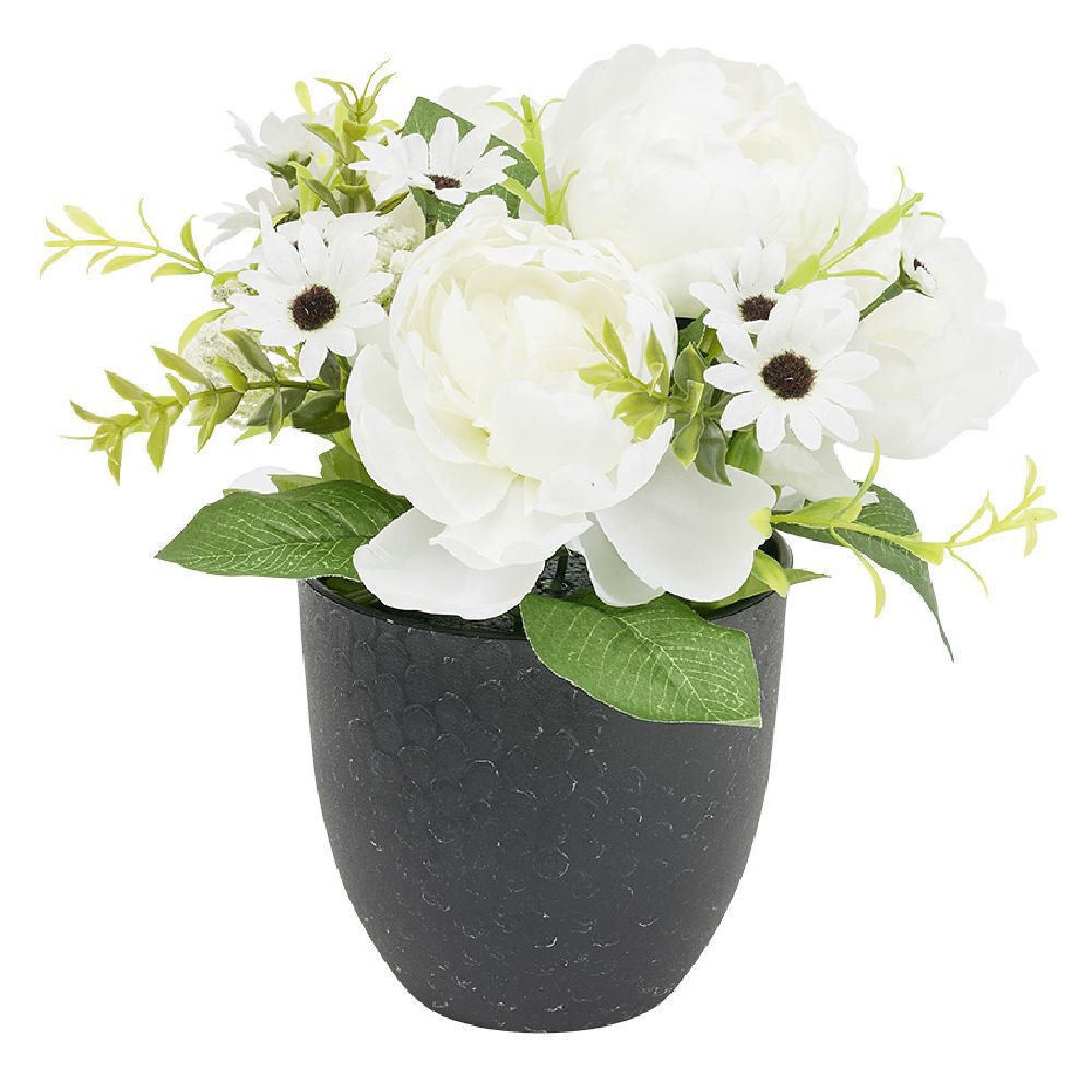 Pot pivoine artificiel Ø24xH25cm blanc