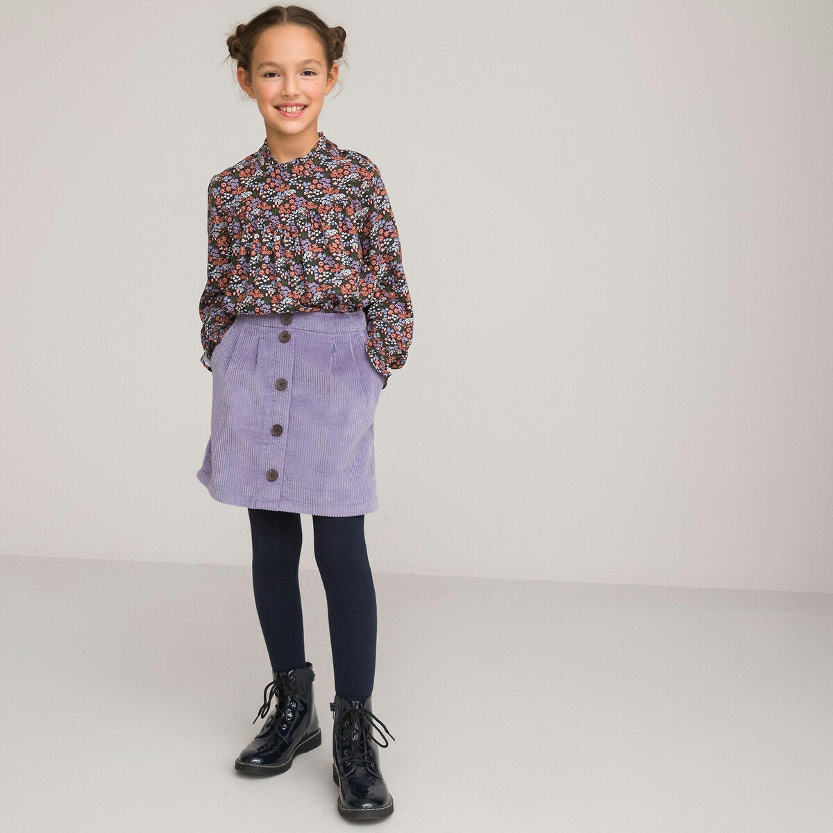 Blouse col montant manches longues imprimé