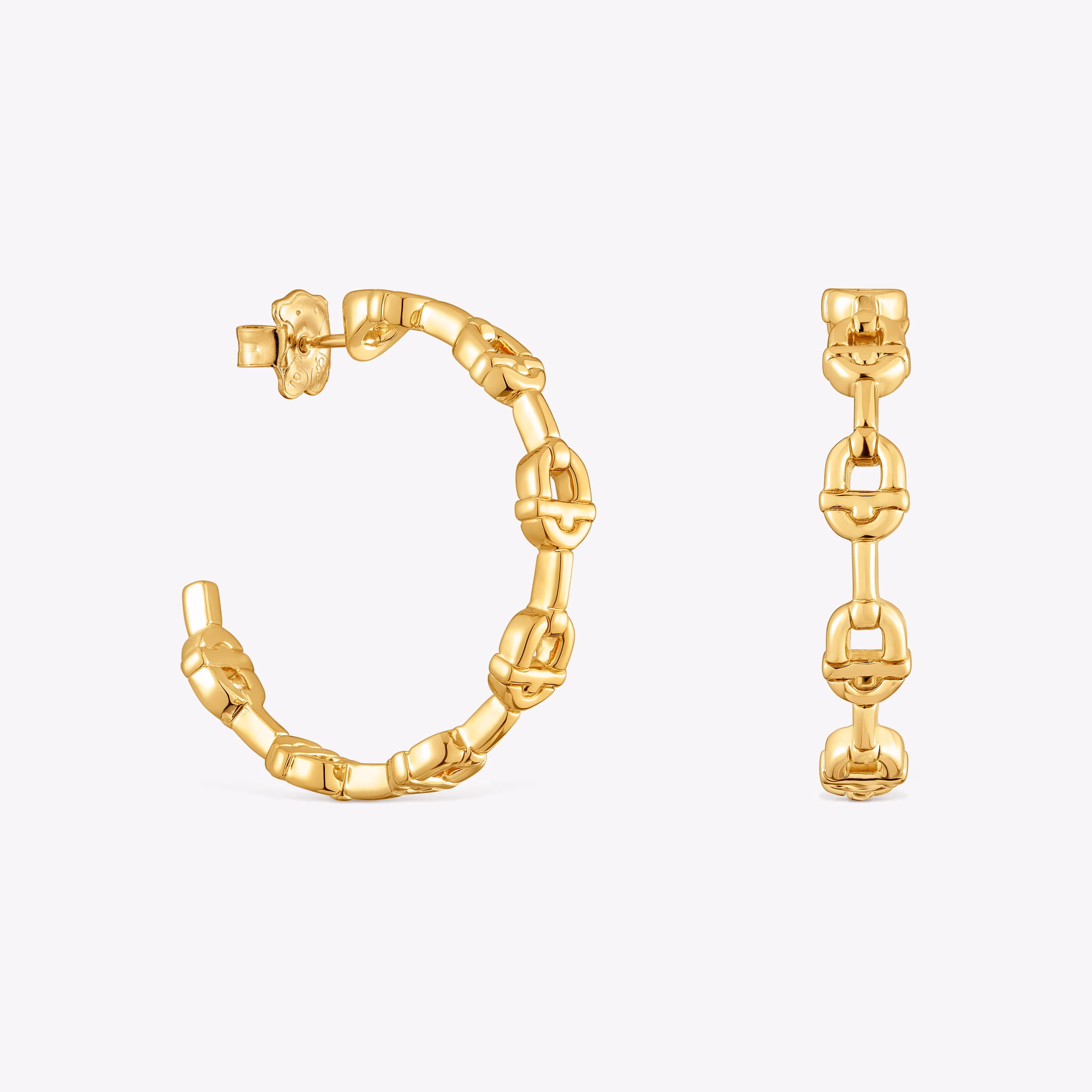 Pendientes de aro logo con baño de oro 18 kt sobre plata 30 mm TOUS MANIFESTO