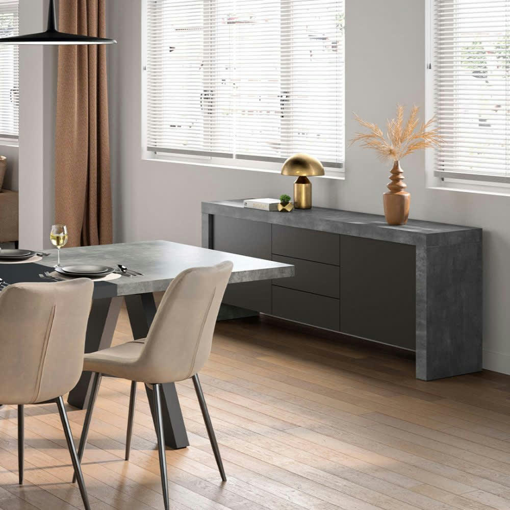 KOBE - Buffet effet bois béton et noir