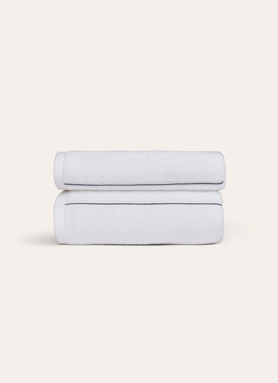 DRAP DE DOUCHE UNI EN COTON AVEC MICRO RAYURE BLANC/NOIR