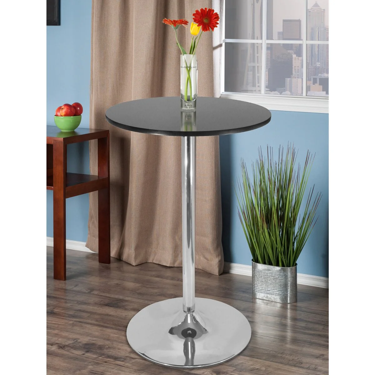40 Black Round Spectrum Pub Table with Chrome Leg