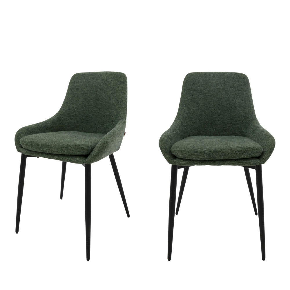 LIV - Lot de 2 chaises en tissu et métal vert sapin