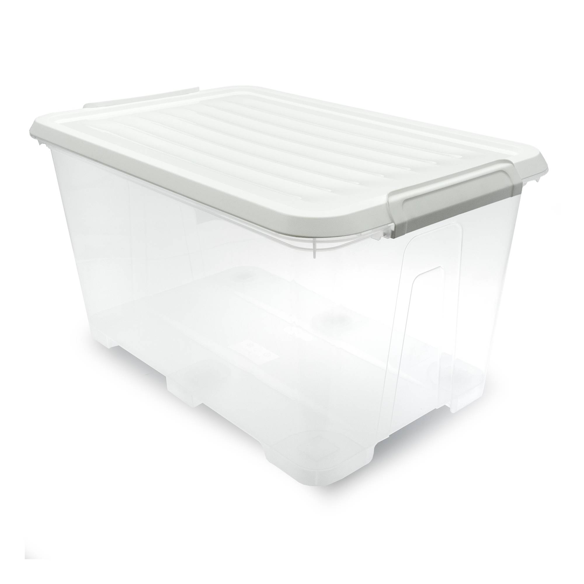 Clear White Storage Box with Wheels 60 Litres