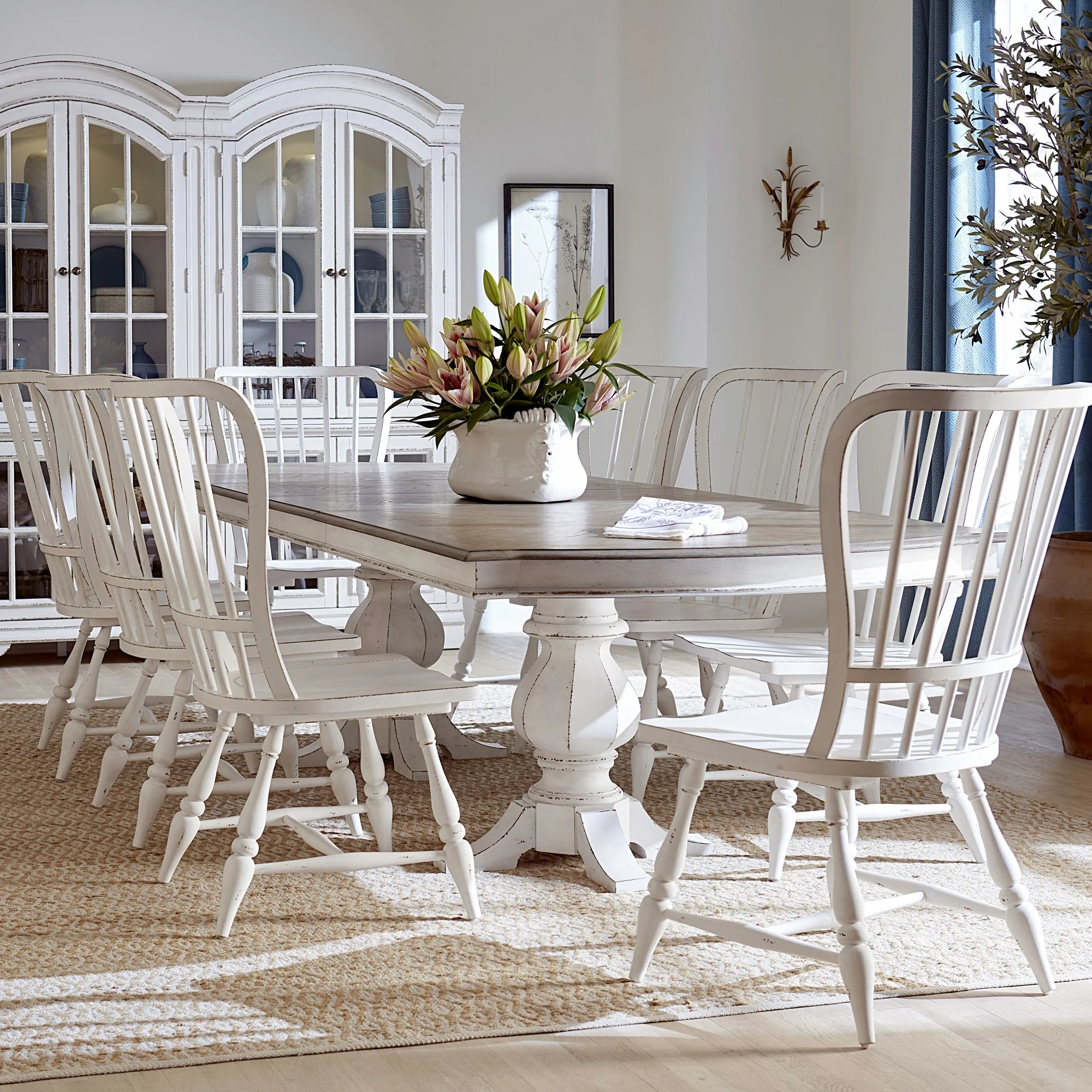 Liberty Furniture Magnolia Manor Double Pedestal Table and Chairs Dining Sets- Various Options