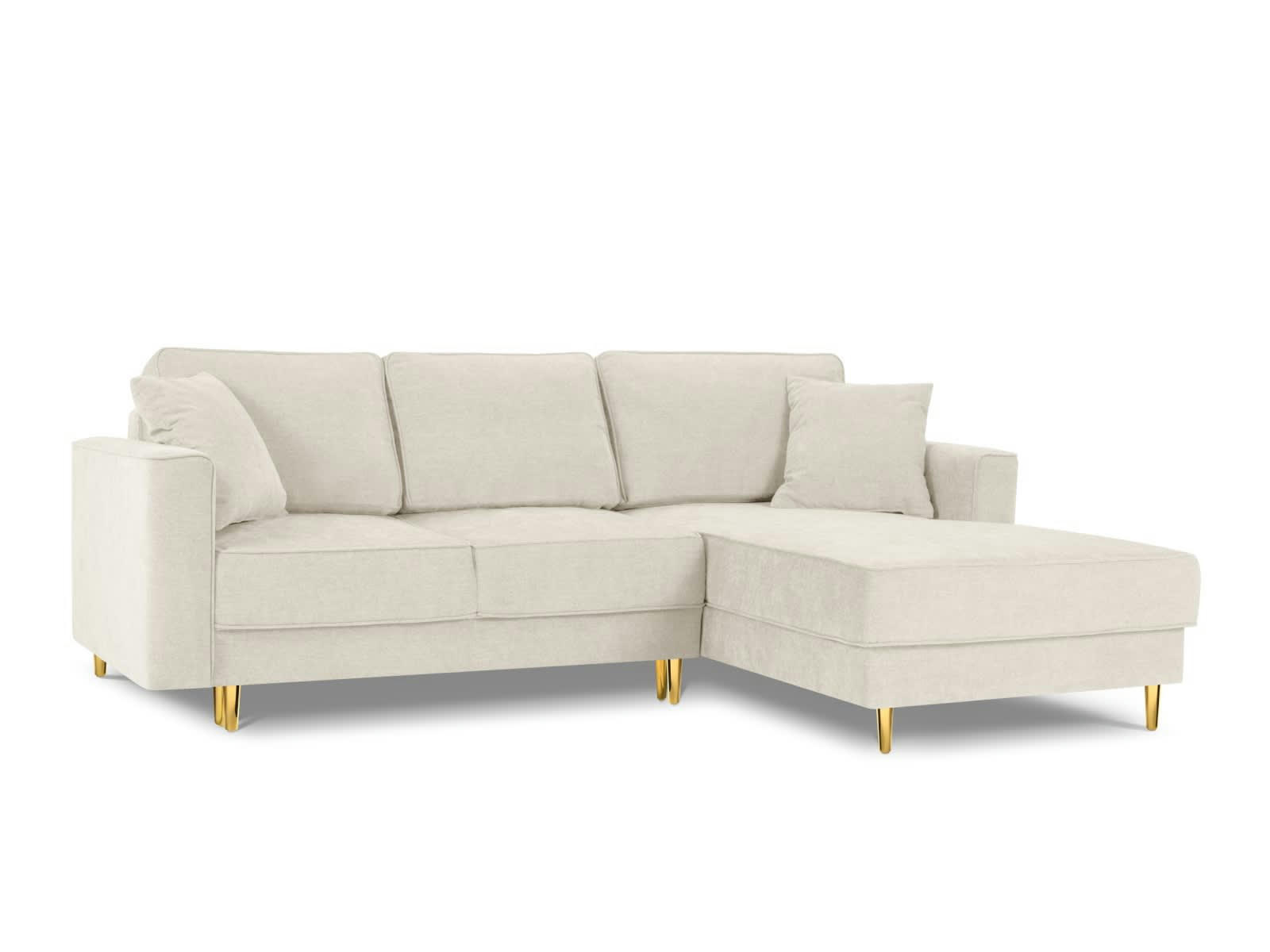 DUNAS - Canapé d'angle 4 places en tissu structuré beige