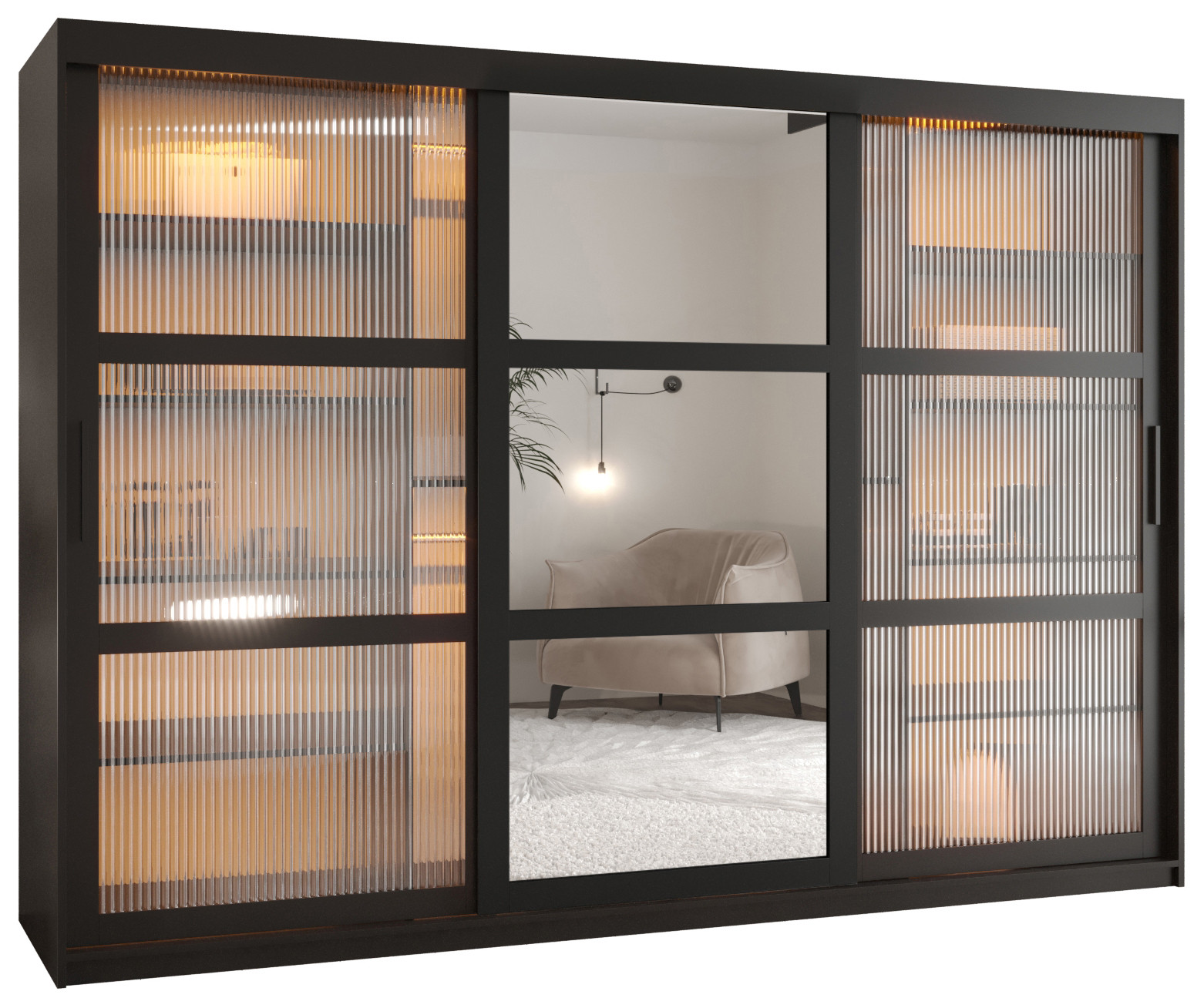 Szafa przesuwna Garderoba FLUTES 2 250 czarny