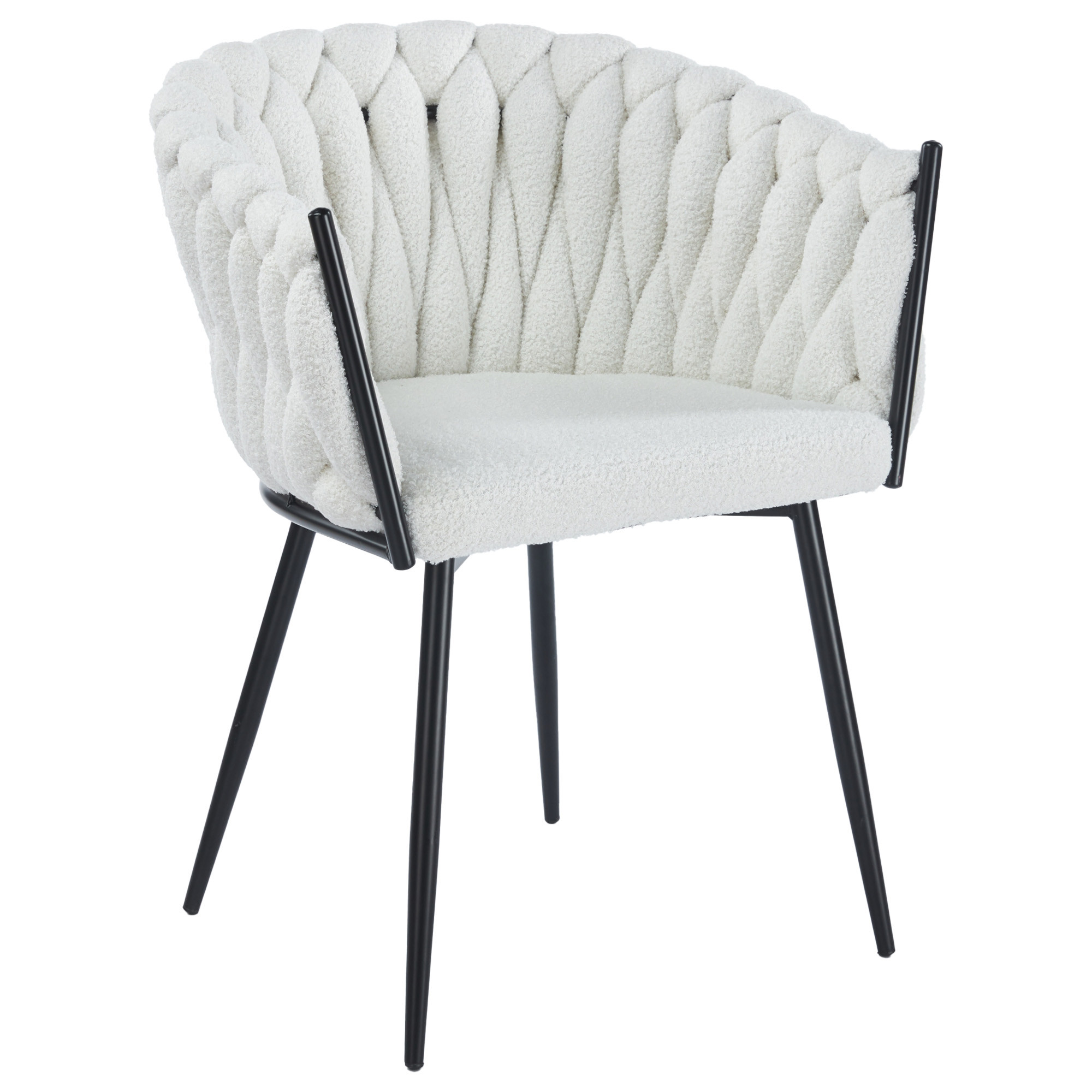Krzesło DC-7077 | Biały boucle baranek | czarne nogi