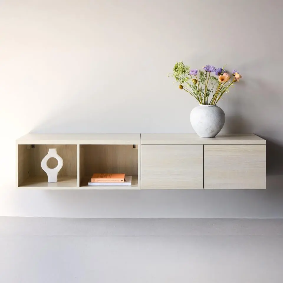 Tv-meubel Whitewash MDF - 180x45x35cm - Nomi