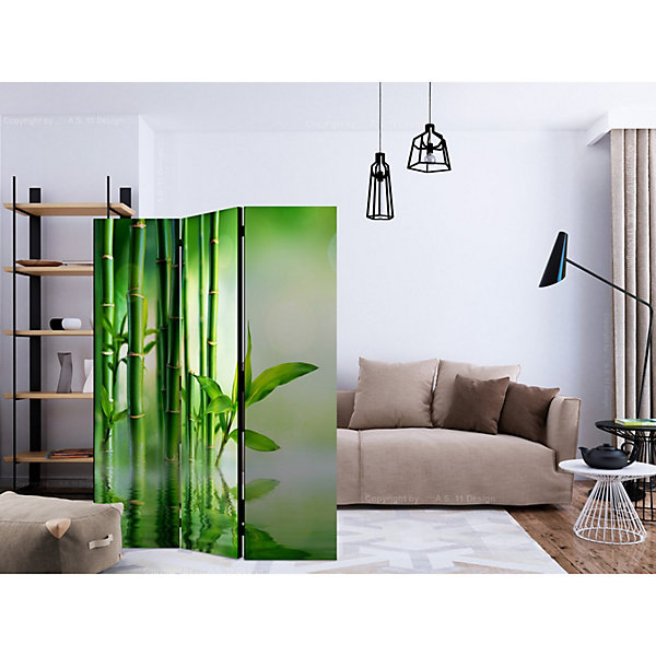 Paravent Design Bamboo Grove Décoration Zen et Nature 135 x 172 cm Vert