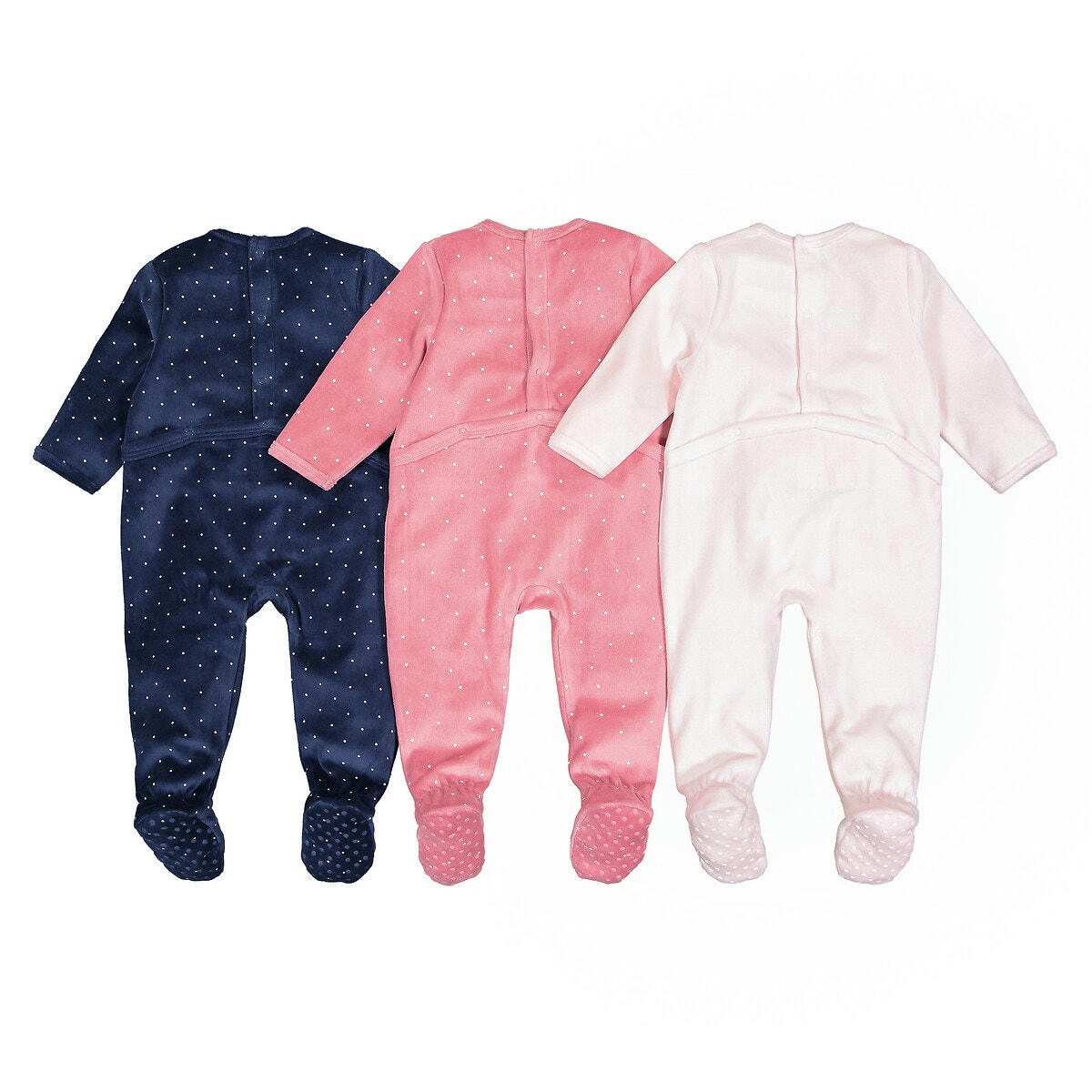 Lot de 3 pyjamas 1 pièce en velours