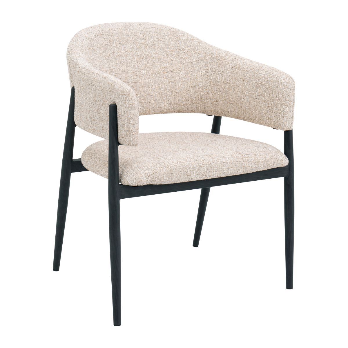 DÉJA Living Eetkamerstoel Dénia - Beige/Zwart Stof - Set van 2